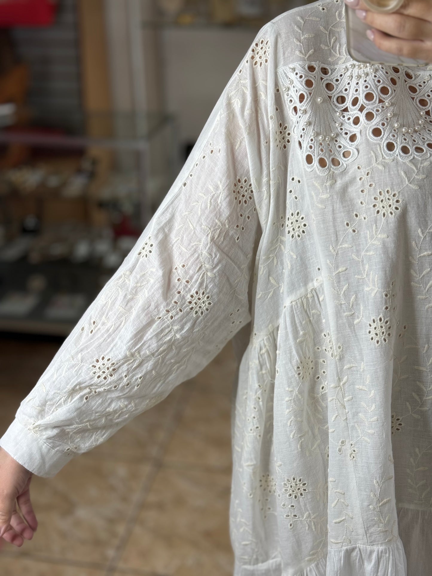 White Embroidered Oversized Dress (NO RETURNS OR EXCHANGE)