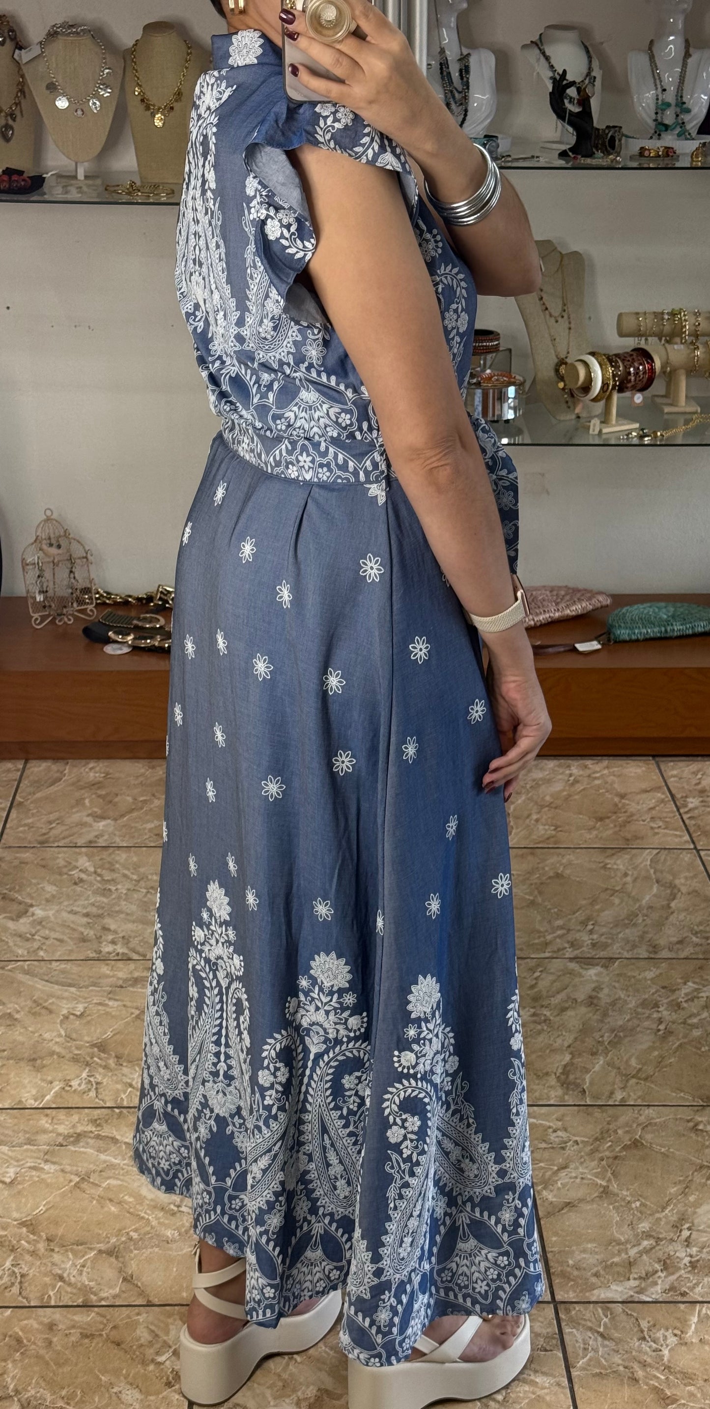 Printed Button Down Maxi Dress