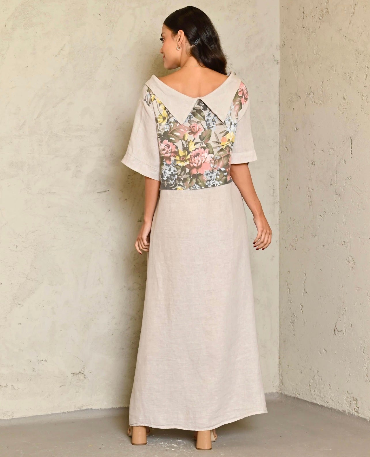 Charlotte OS Linen Floral Maxi Dress