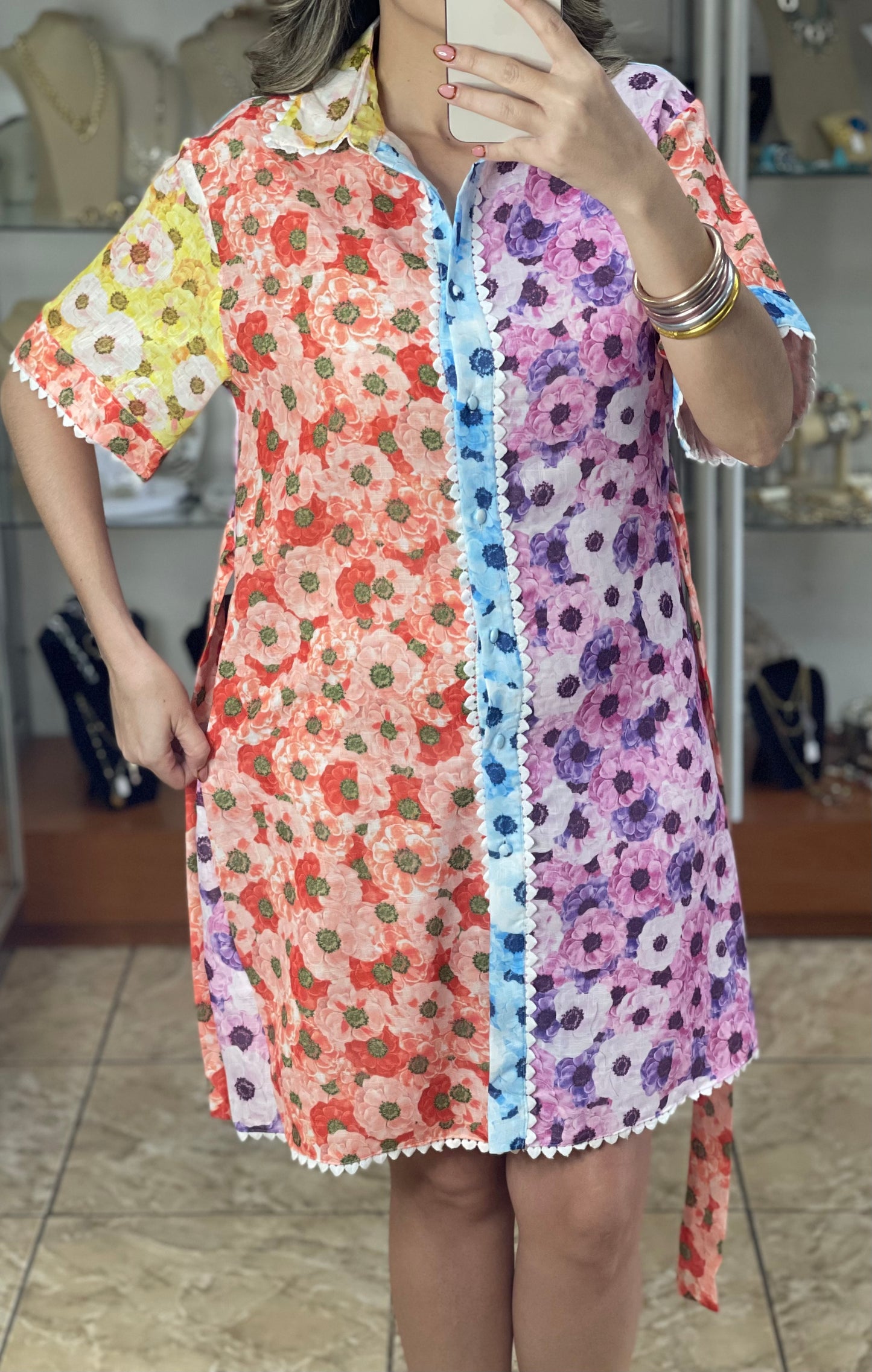 Color Block Floral Dress