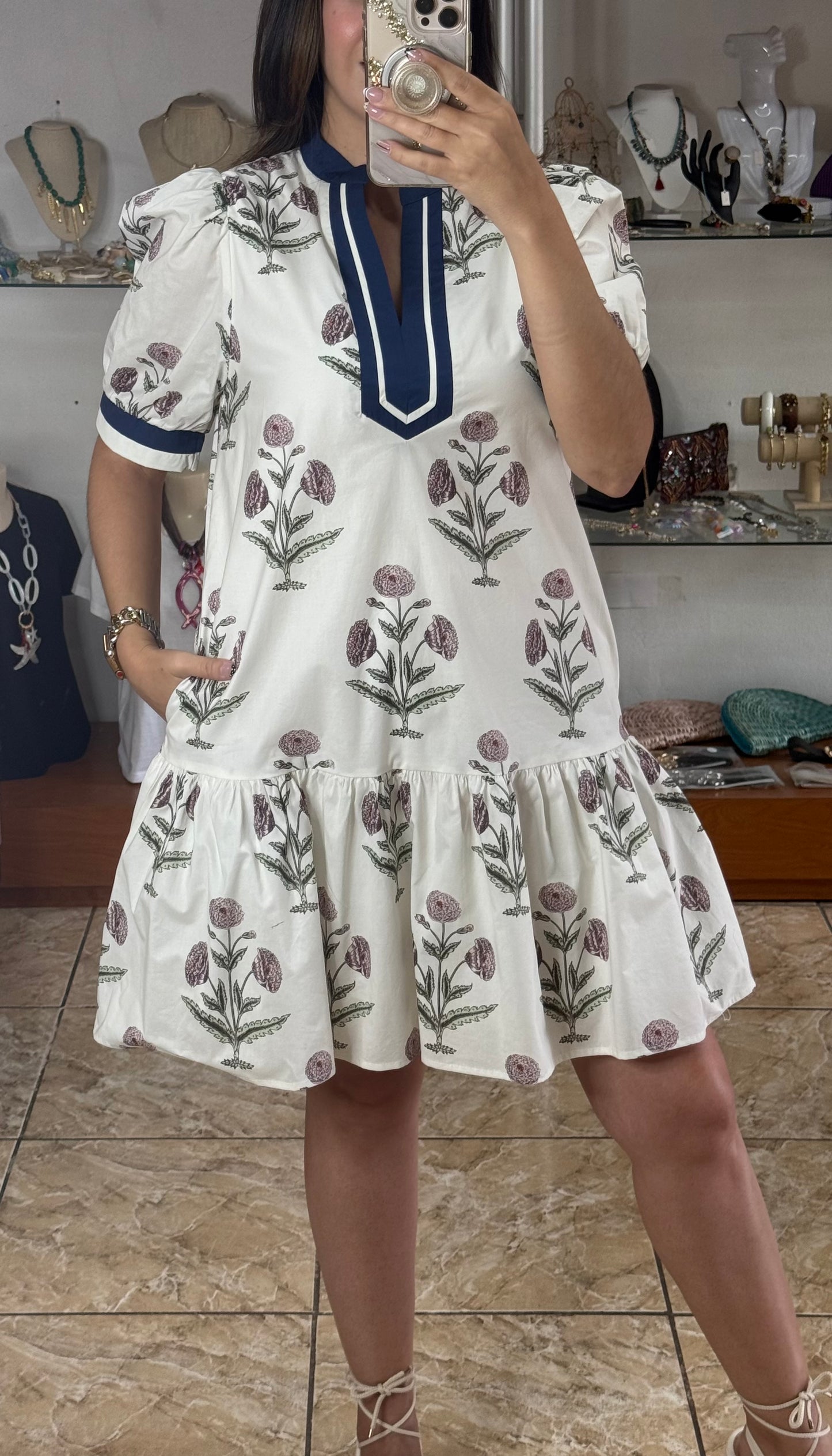 Puff Sleeve Floral Mini Dress