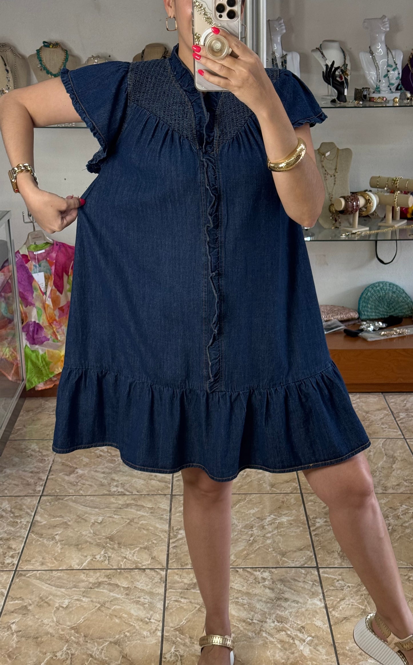 Washed Dark Denim Dress