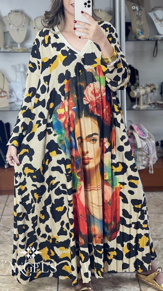 Frida and Leopard OS Plus Maxi Dress