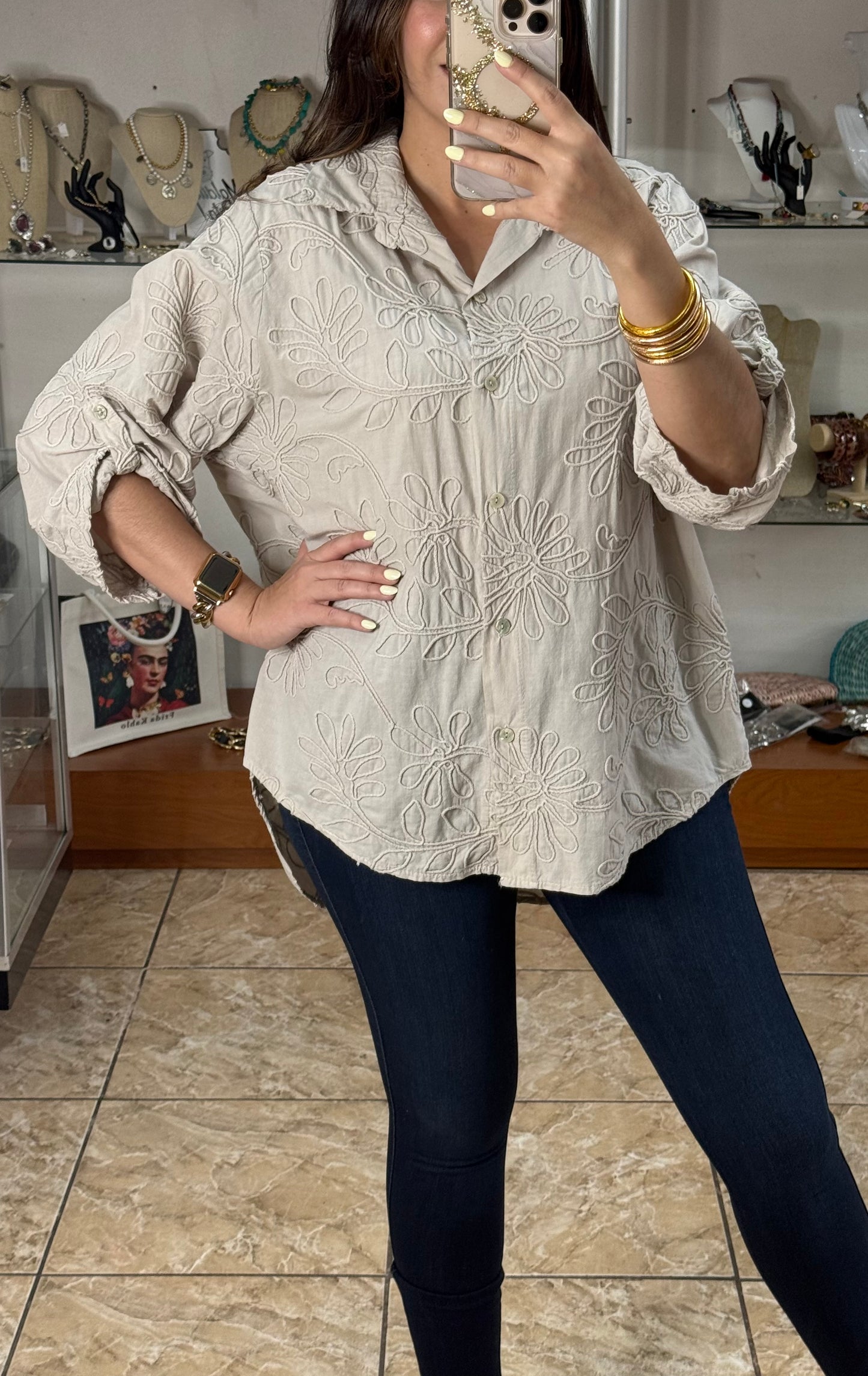 OS Embroidered Tunic Top (NO RETURNS OR EXCHANGE)