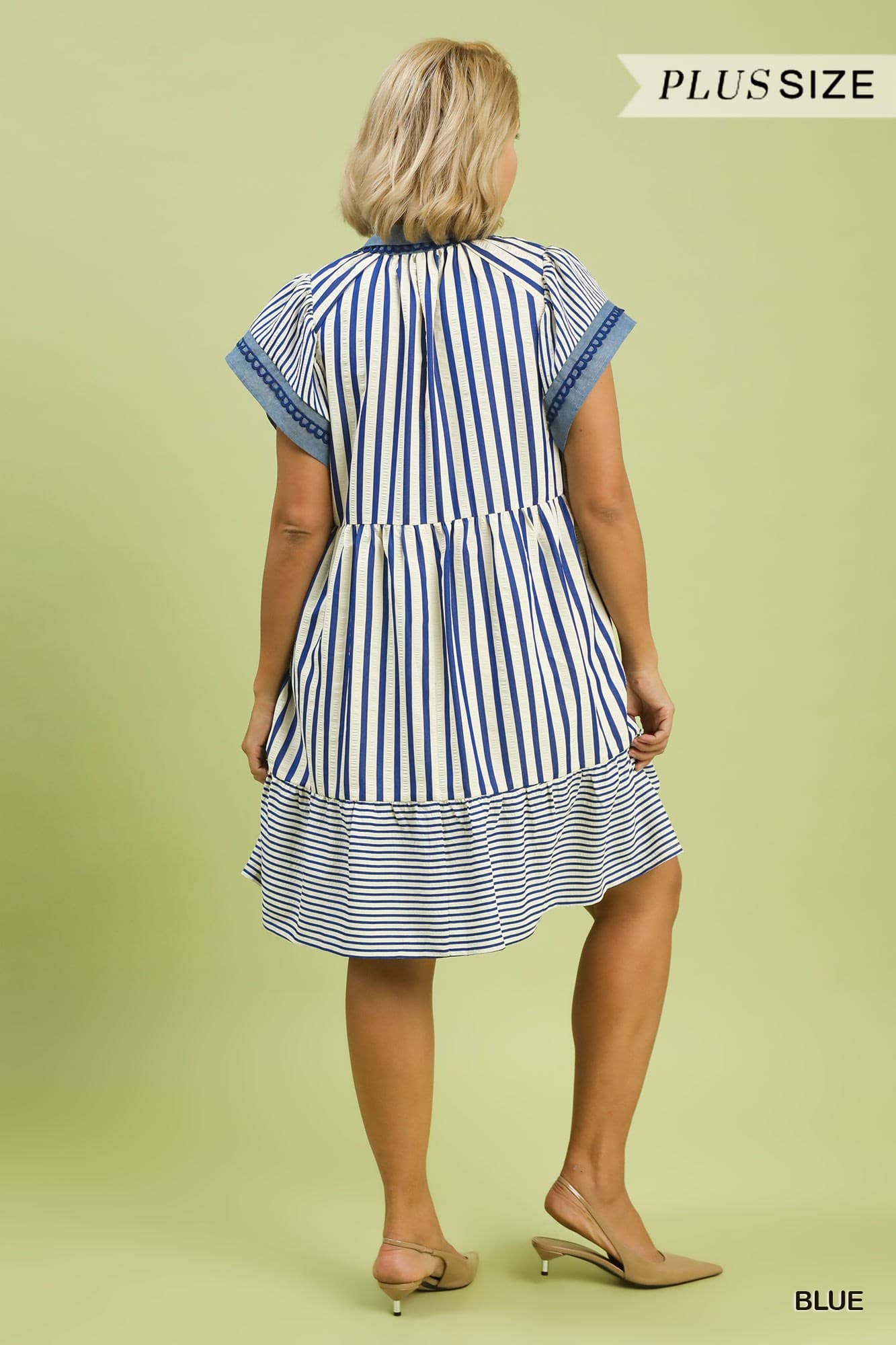 Flutter Sleeve Striped Doll Dress (PLUS)