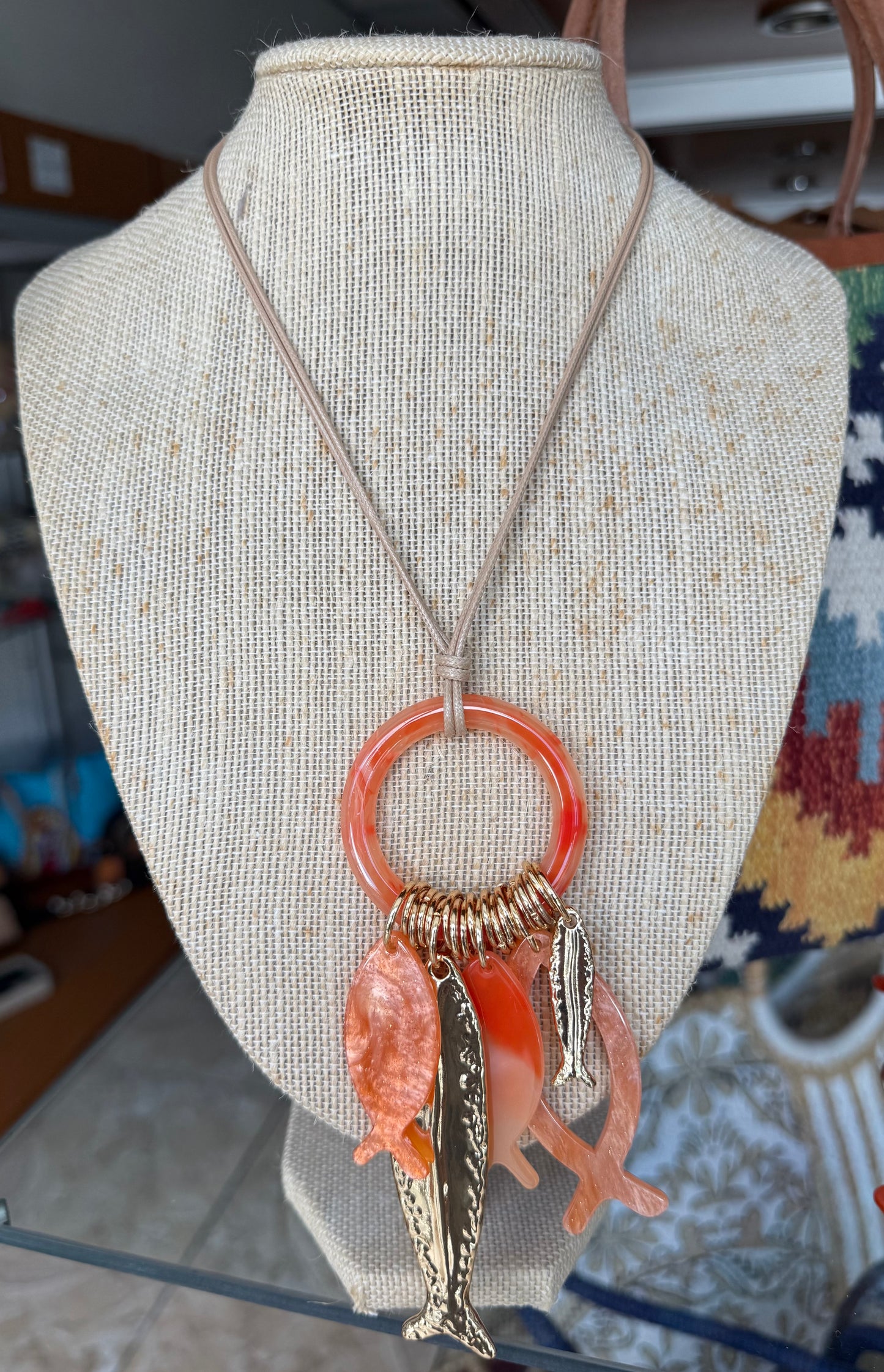Circle and Fish Necklace (FINAL SALE)