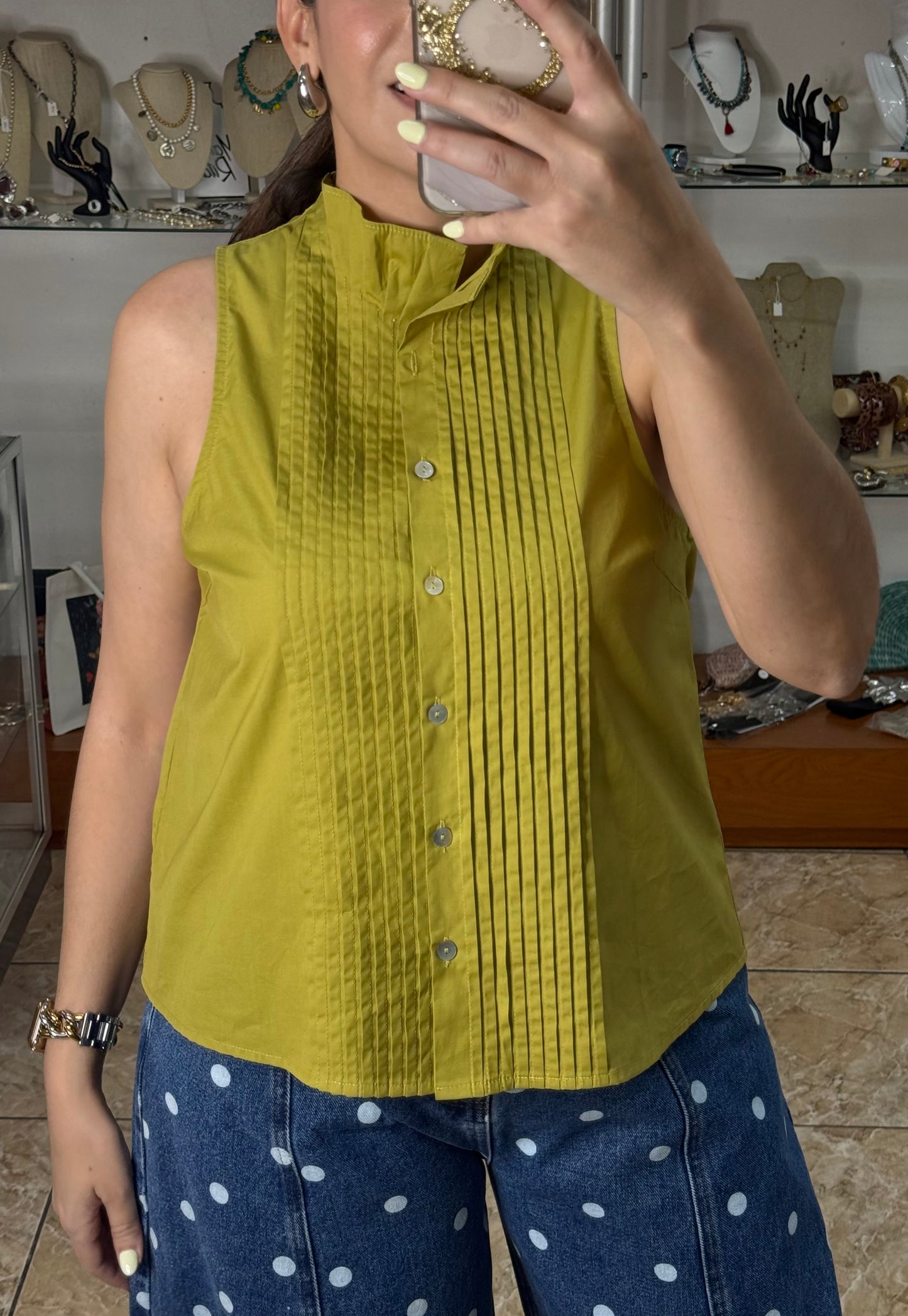 Martini Olive Sleeveless Top