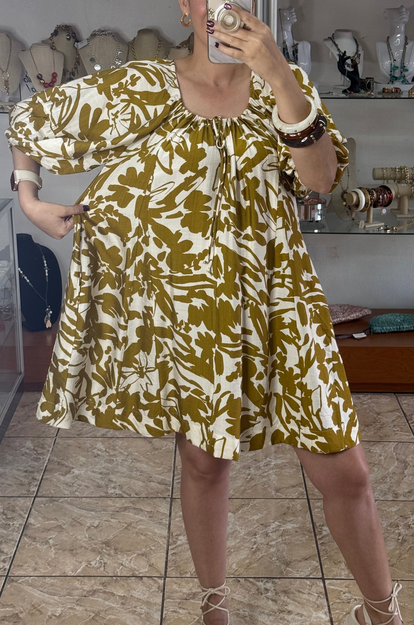 Two Tone Ochre Mix Dress