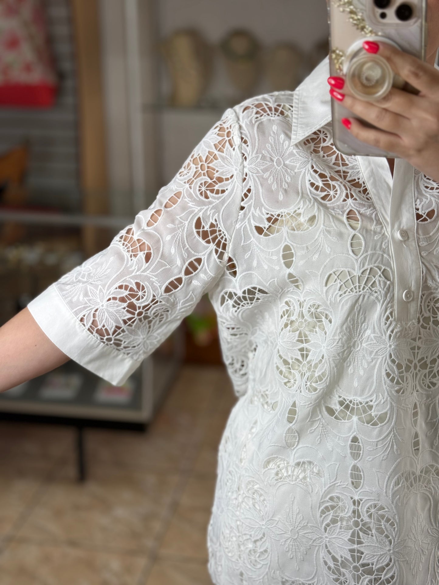 OS White Lace Top and Pant Set (NO RETURNS OR EXCHANGE)