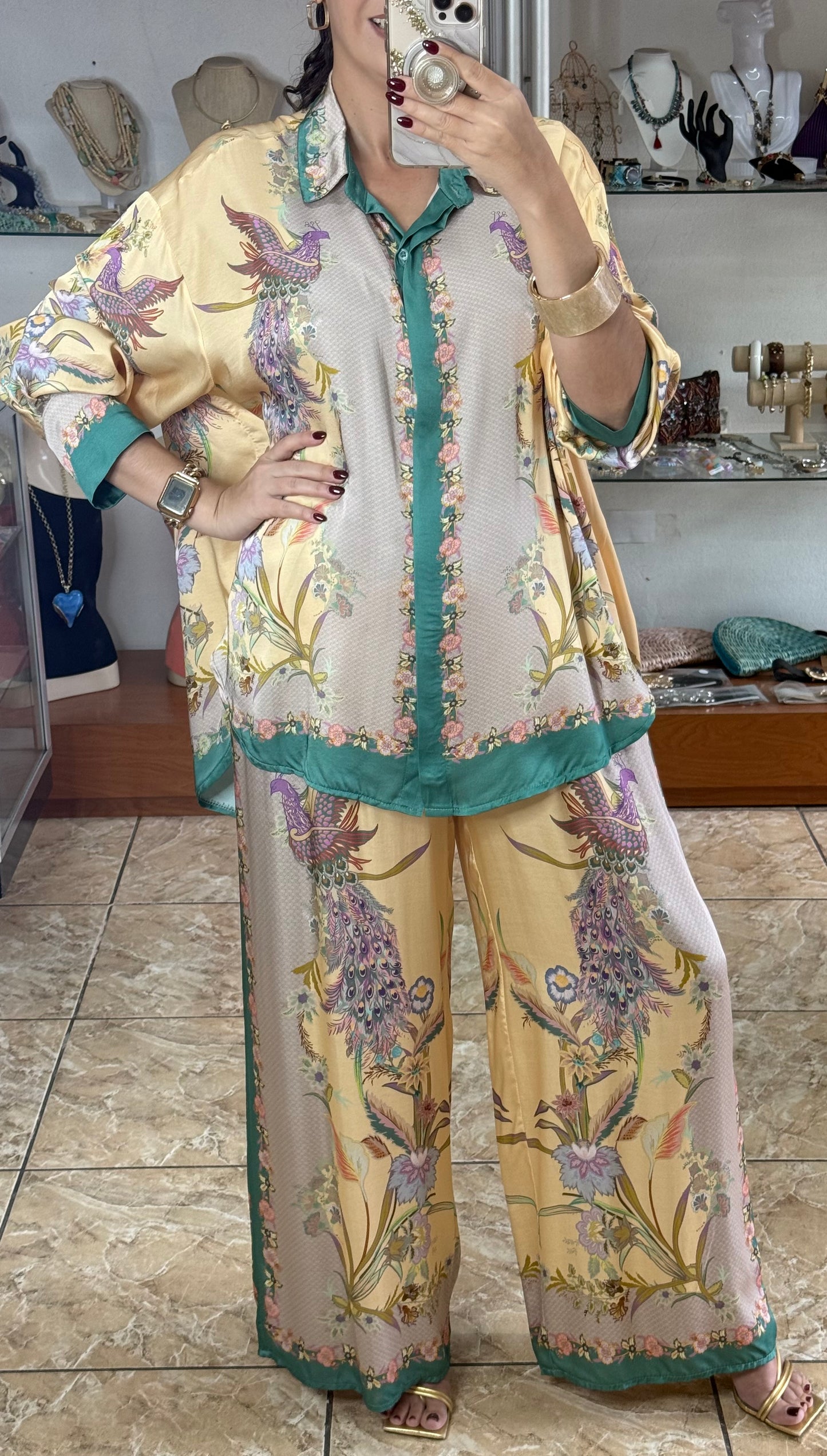 Birds & Flowers OS Satin Set (NO RETURNS OR EXCHANGE)