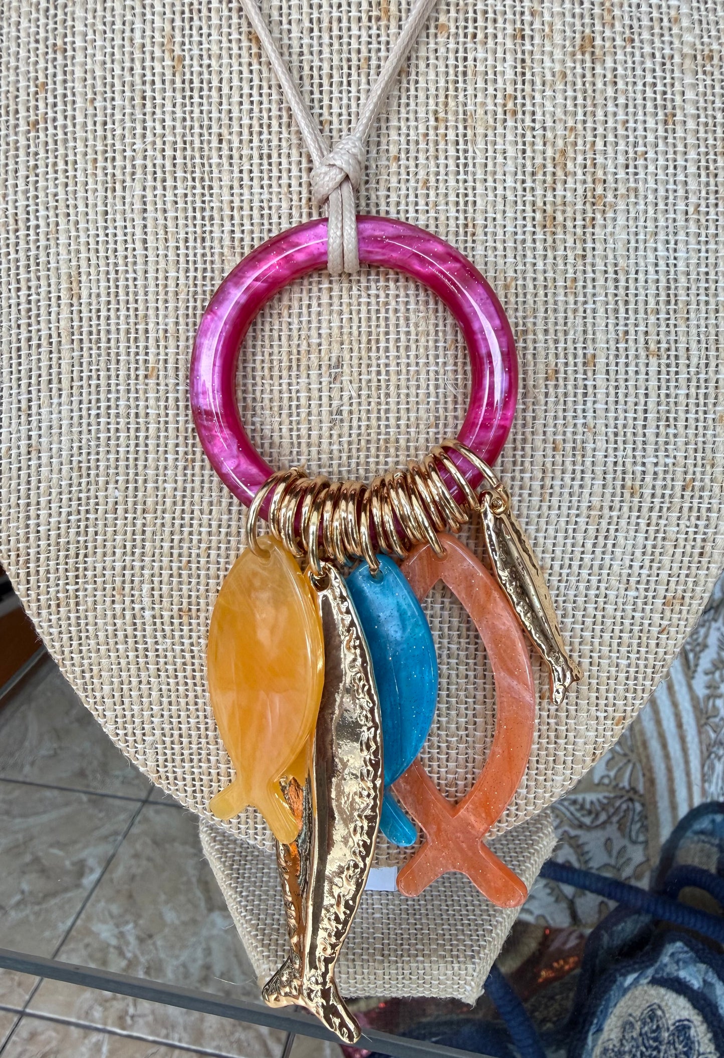 Circle and Fish Necklace (FINAL SALE)