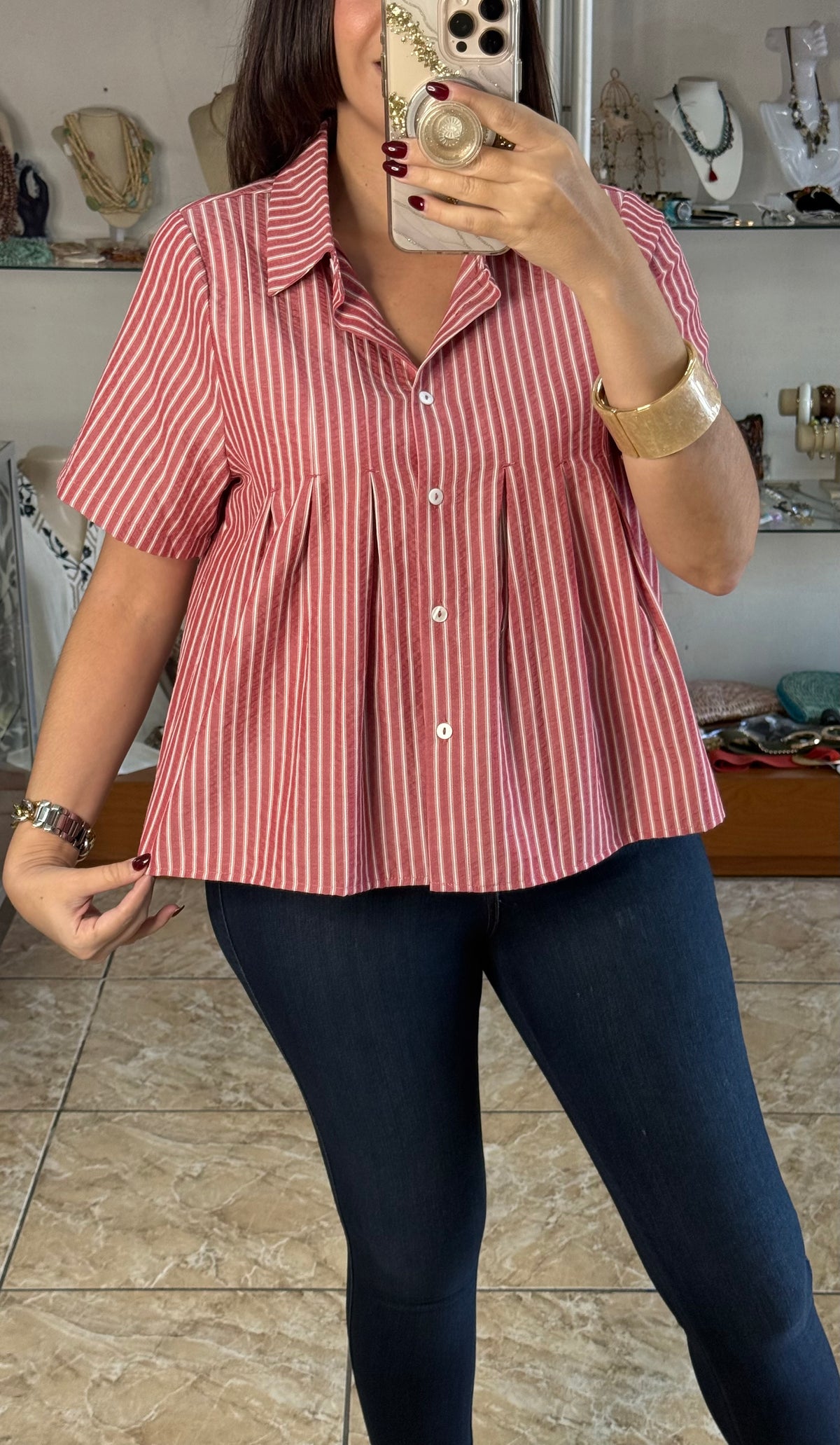 Short Sleeve Button Down Top
