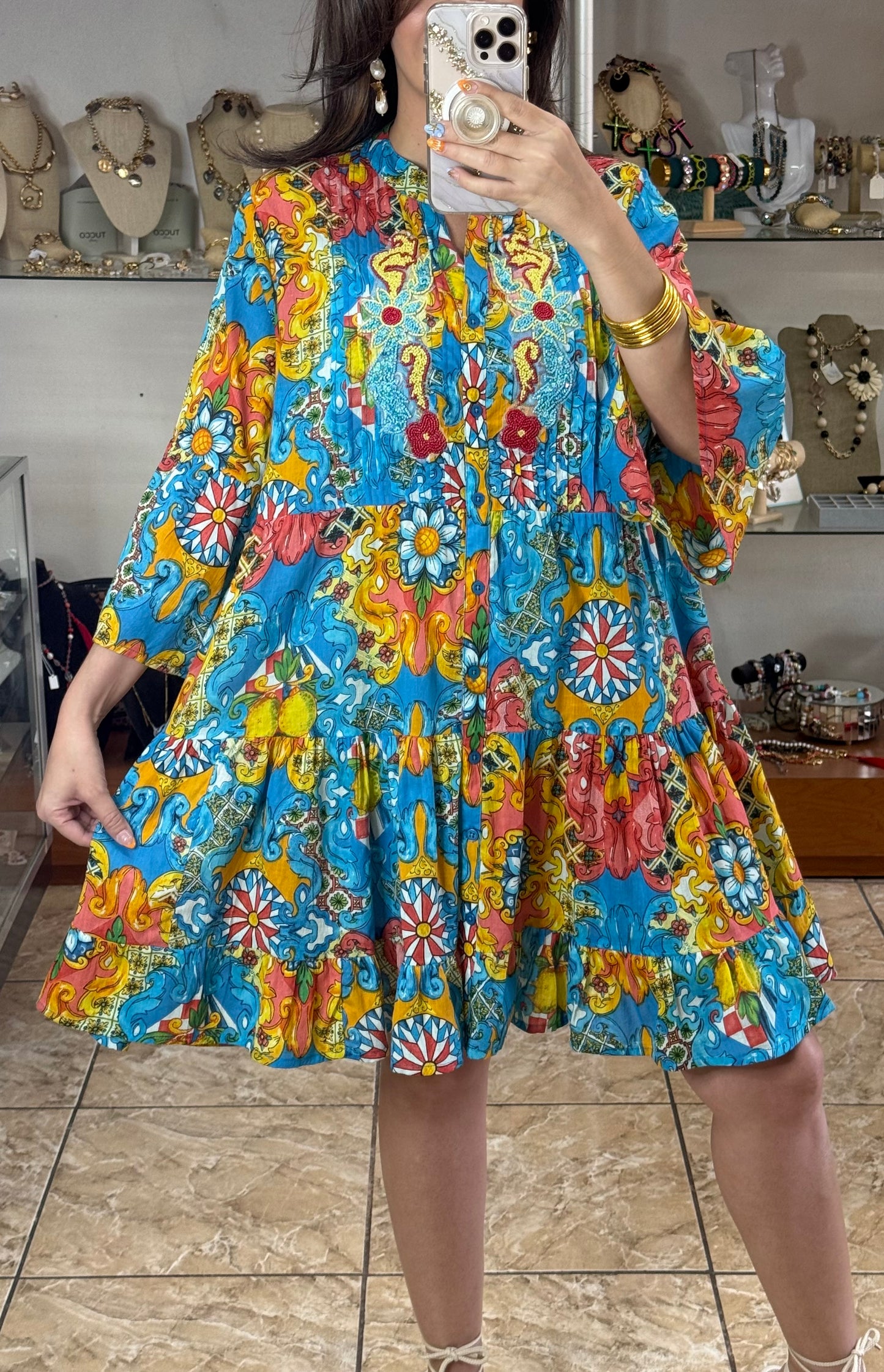 Beaded OS Boho Dress