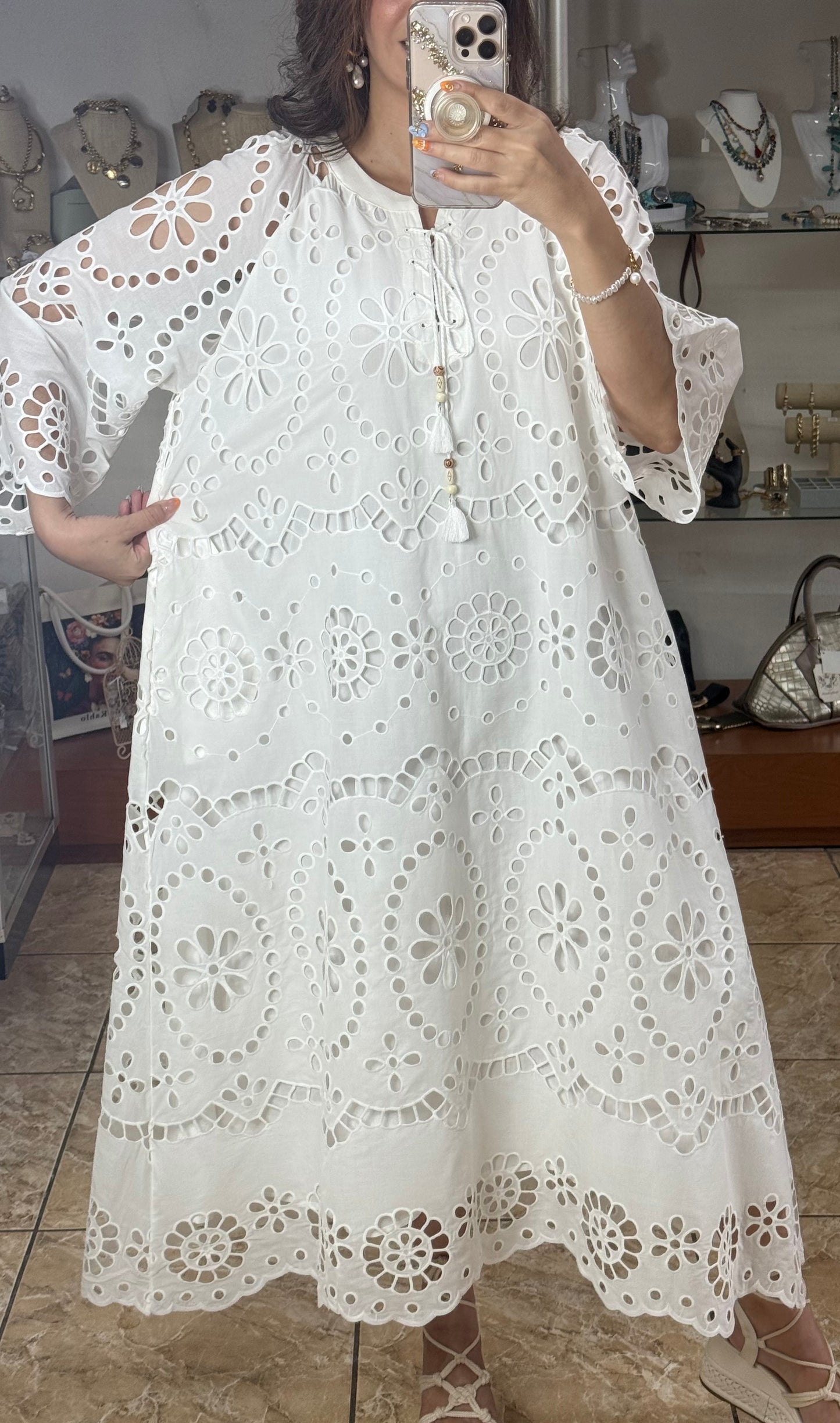 Darana Embroidered OS Maxi Dress (FINAL SALE)