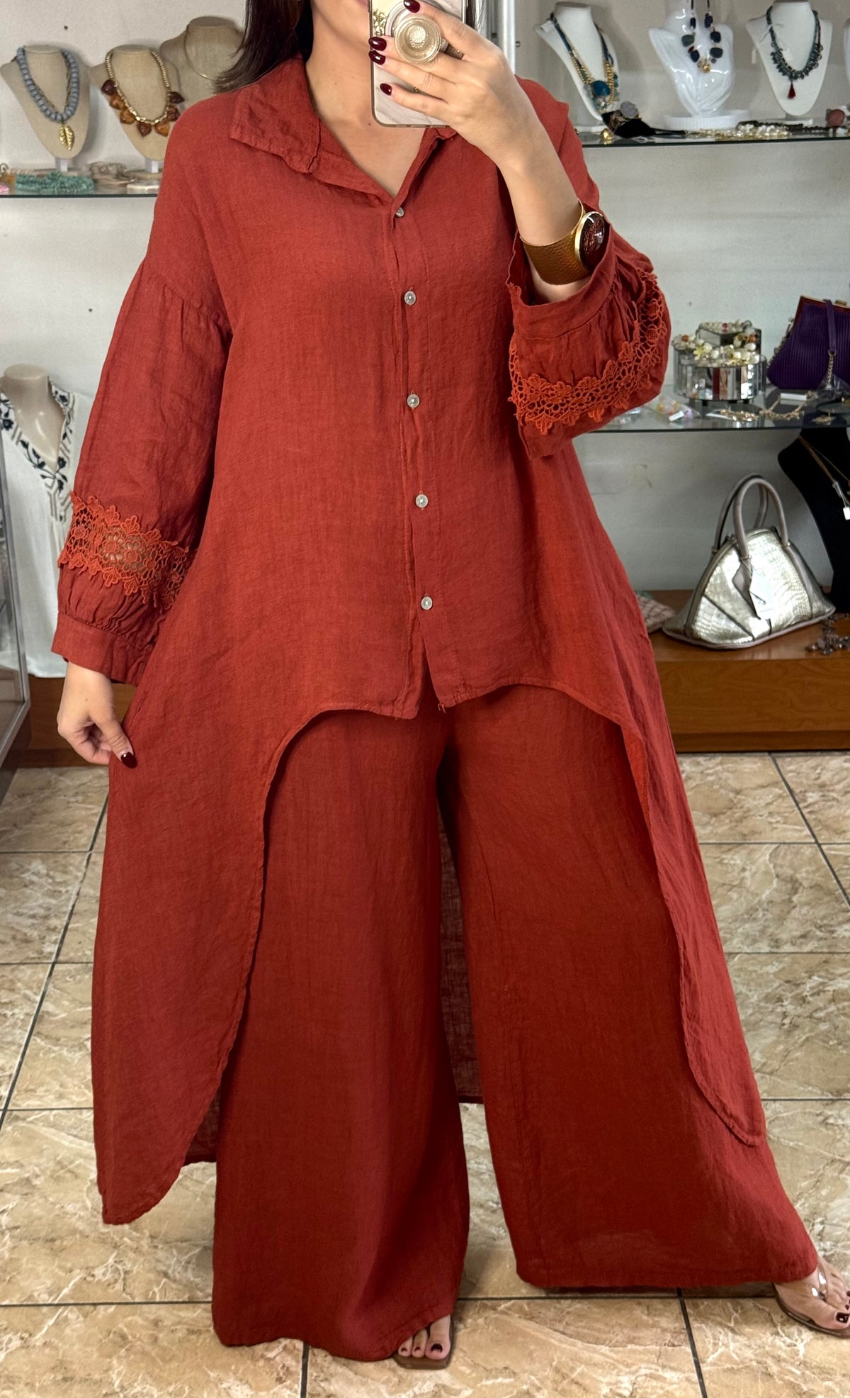 High/Low OS Linen Pant Set (NO RETURNS OR EXCHANGE)