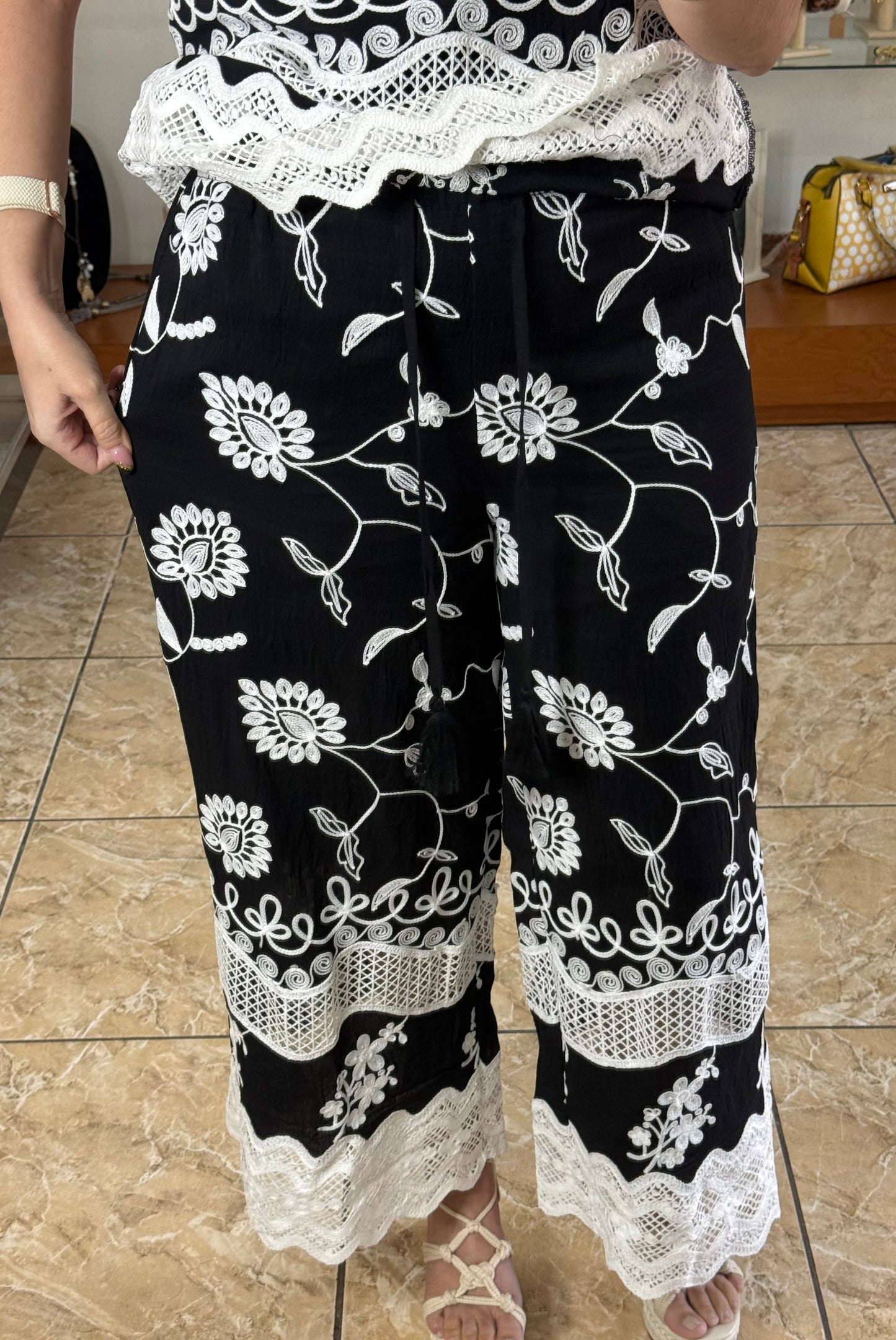 Black/White Embroidered Set