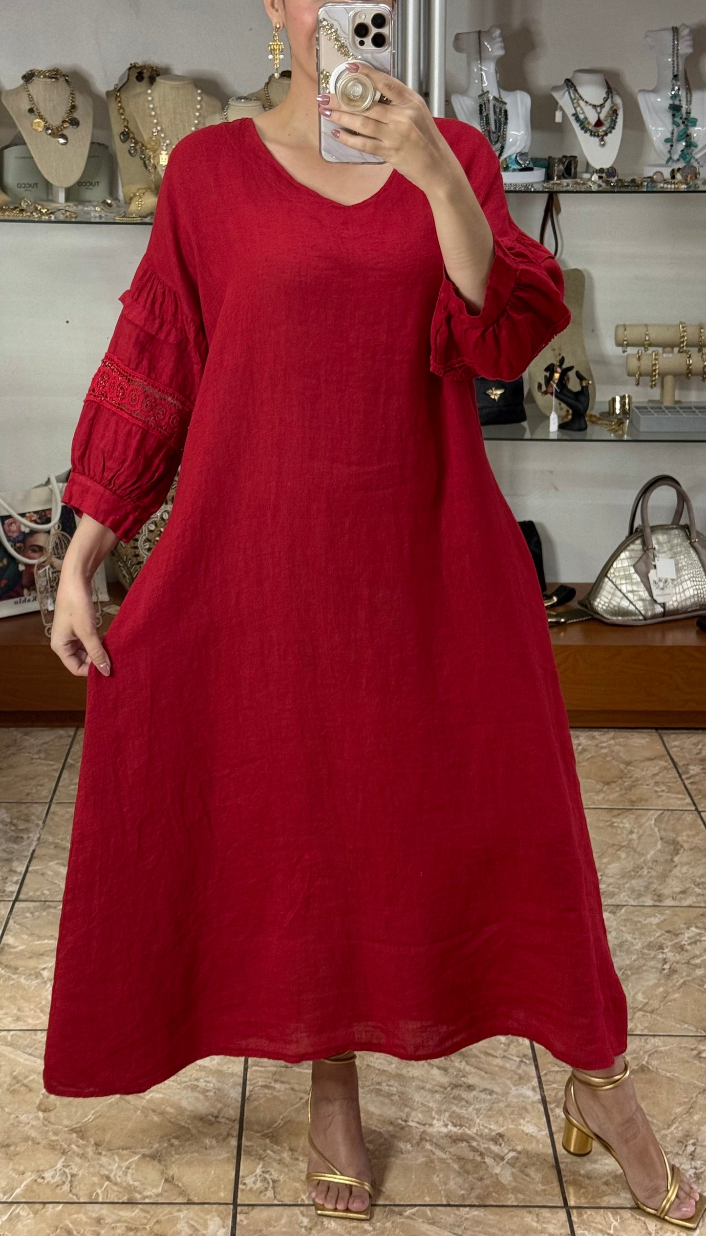 Back Detail OS Linen Maxi Dress (FINAL SALE)