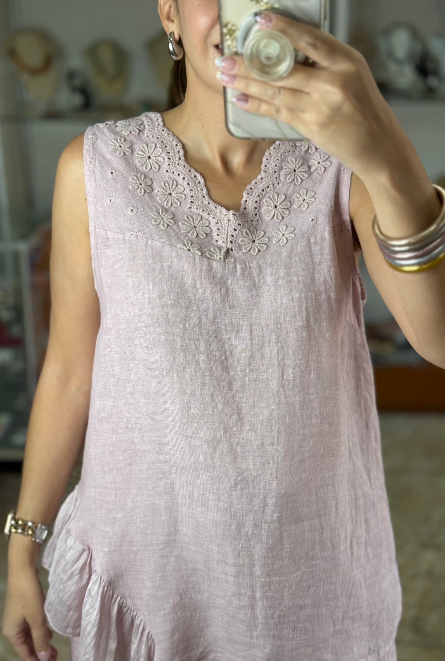 OS Linen Top & Short Set (NO RETURNS OR EXCHANGE)