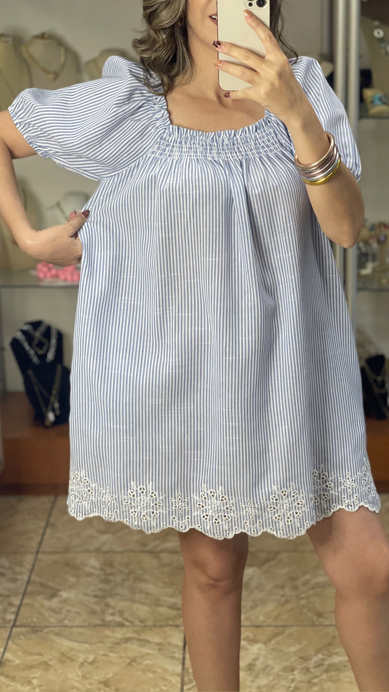 Stripes and Lace Tunic Dress