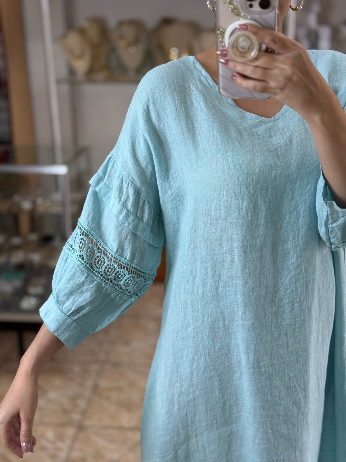 Back Detail OS Linen Maxi Dress (FINAL SALE)