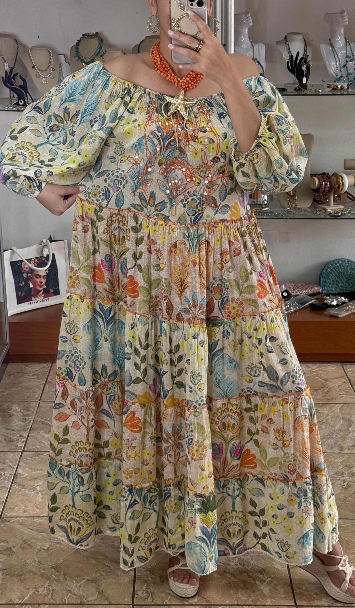Floral Mix Off Shoulder Maxi Dress