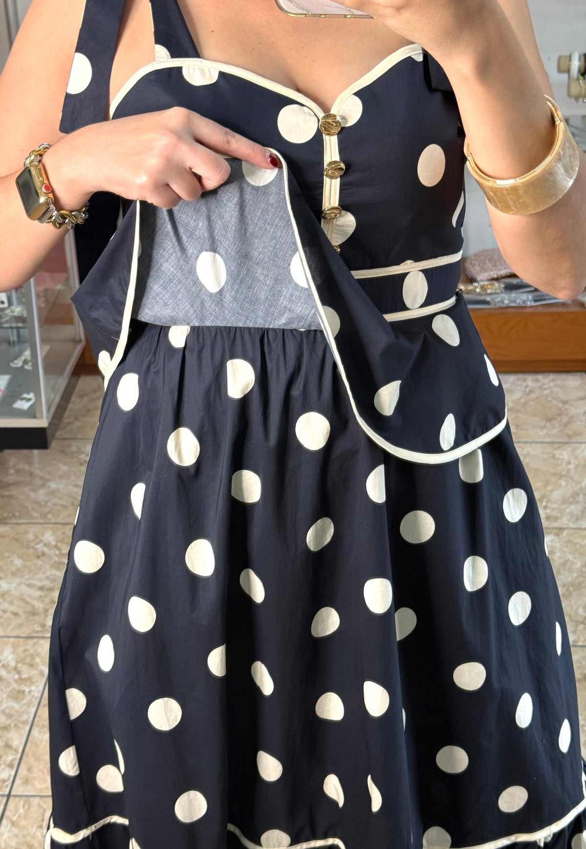Polka Dot Peplum Midi Dress
