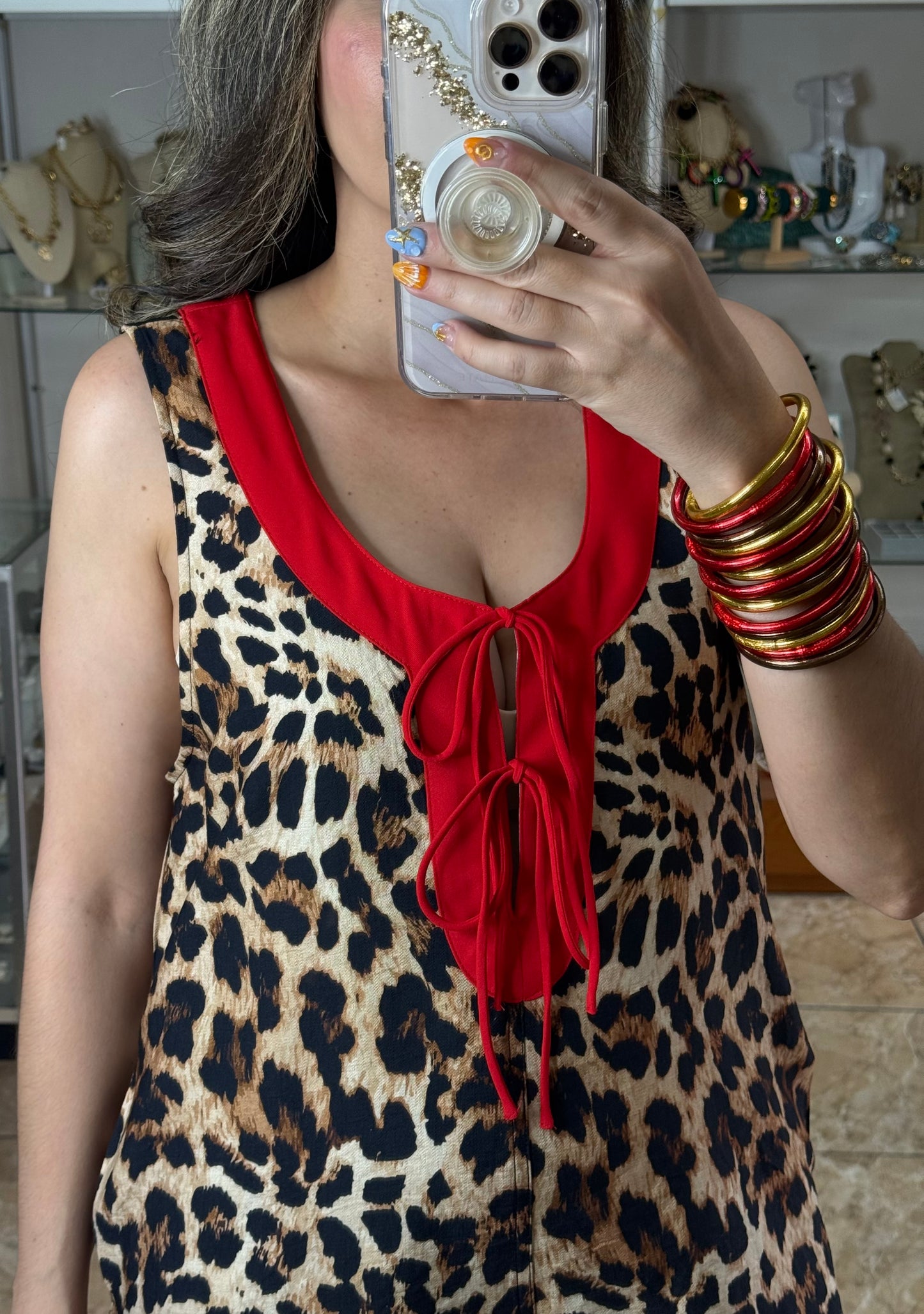 Leopard/Red Romper