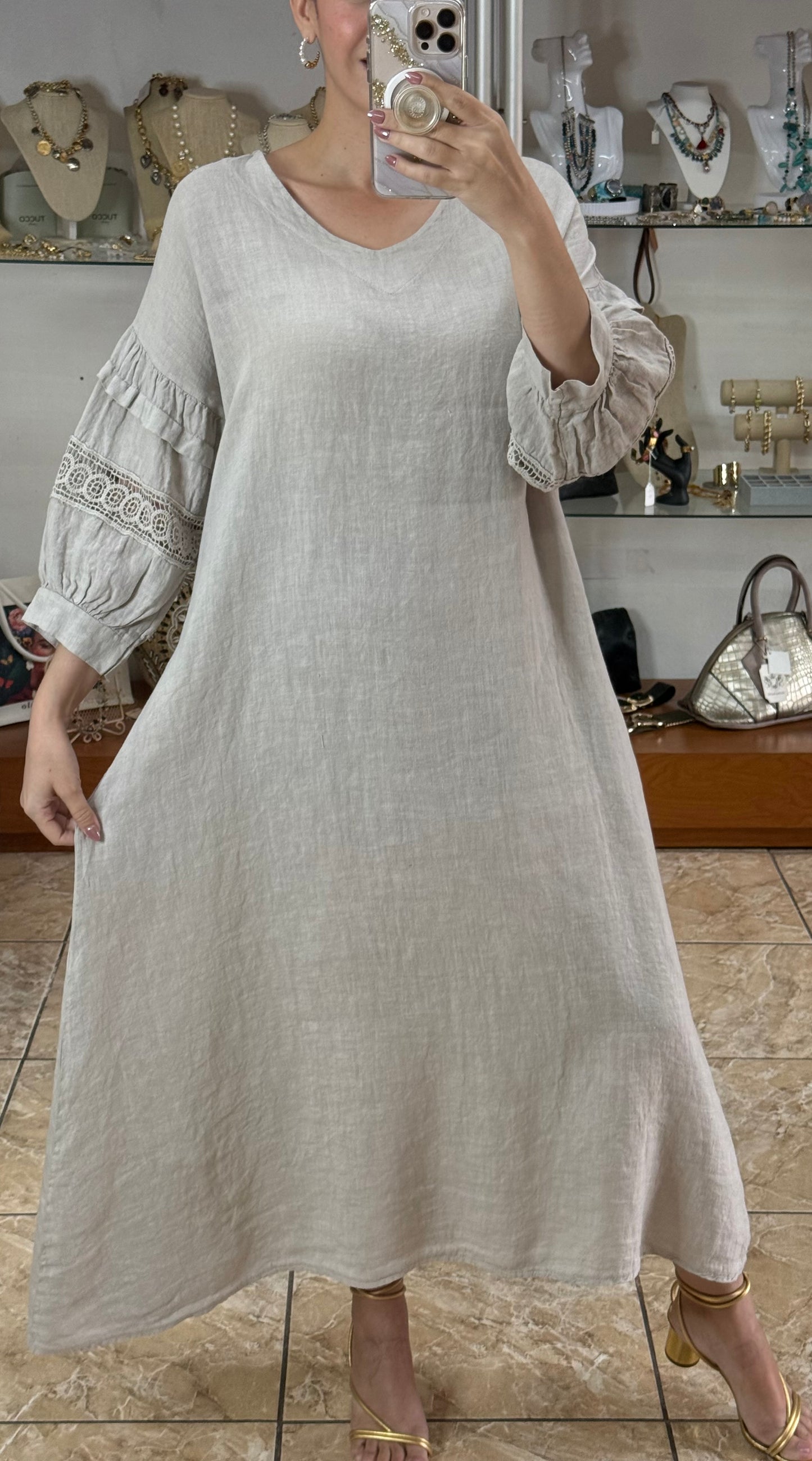 Back Detail OS Linen Maxi Dress (FINAL SALE)