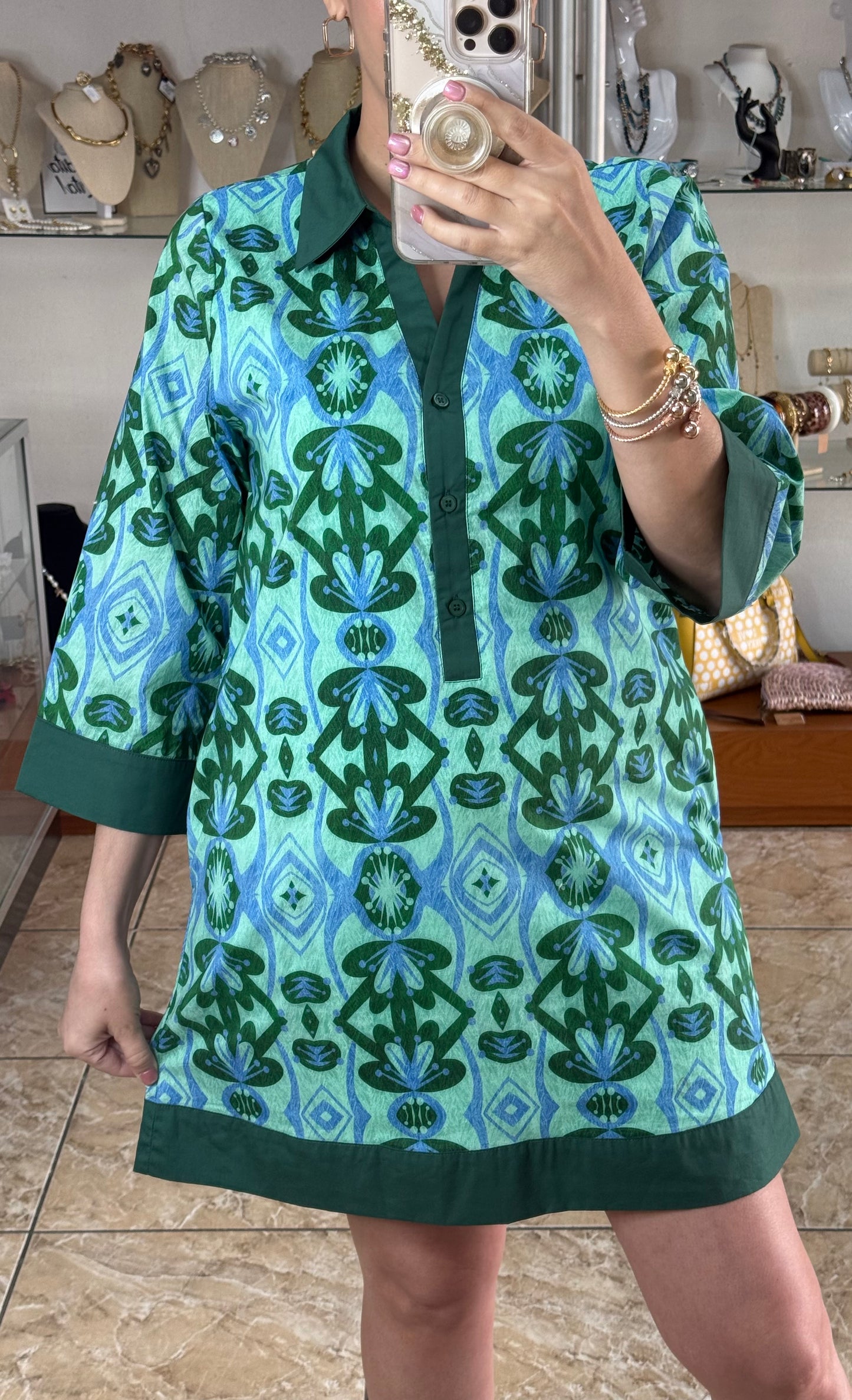 Green Mix Mini Dress (Reg and Plus)