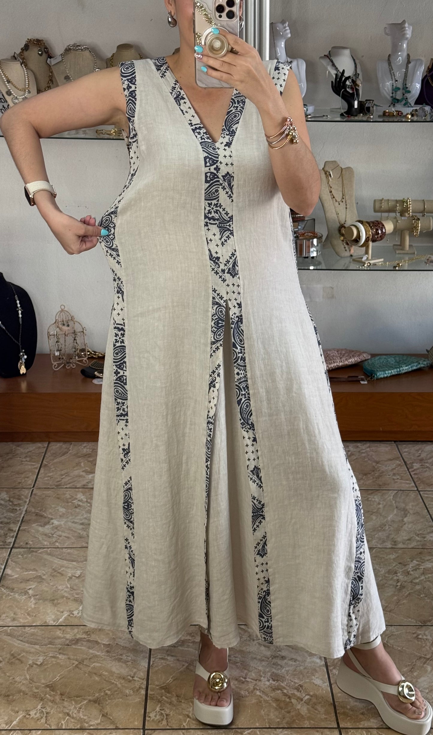 Sleeveless OS Maxi Linen Dress (FINAL SALE)