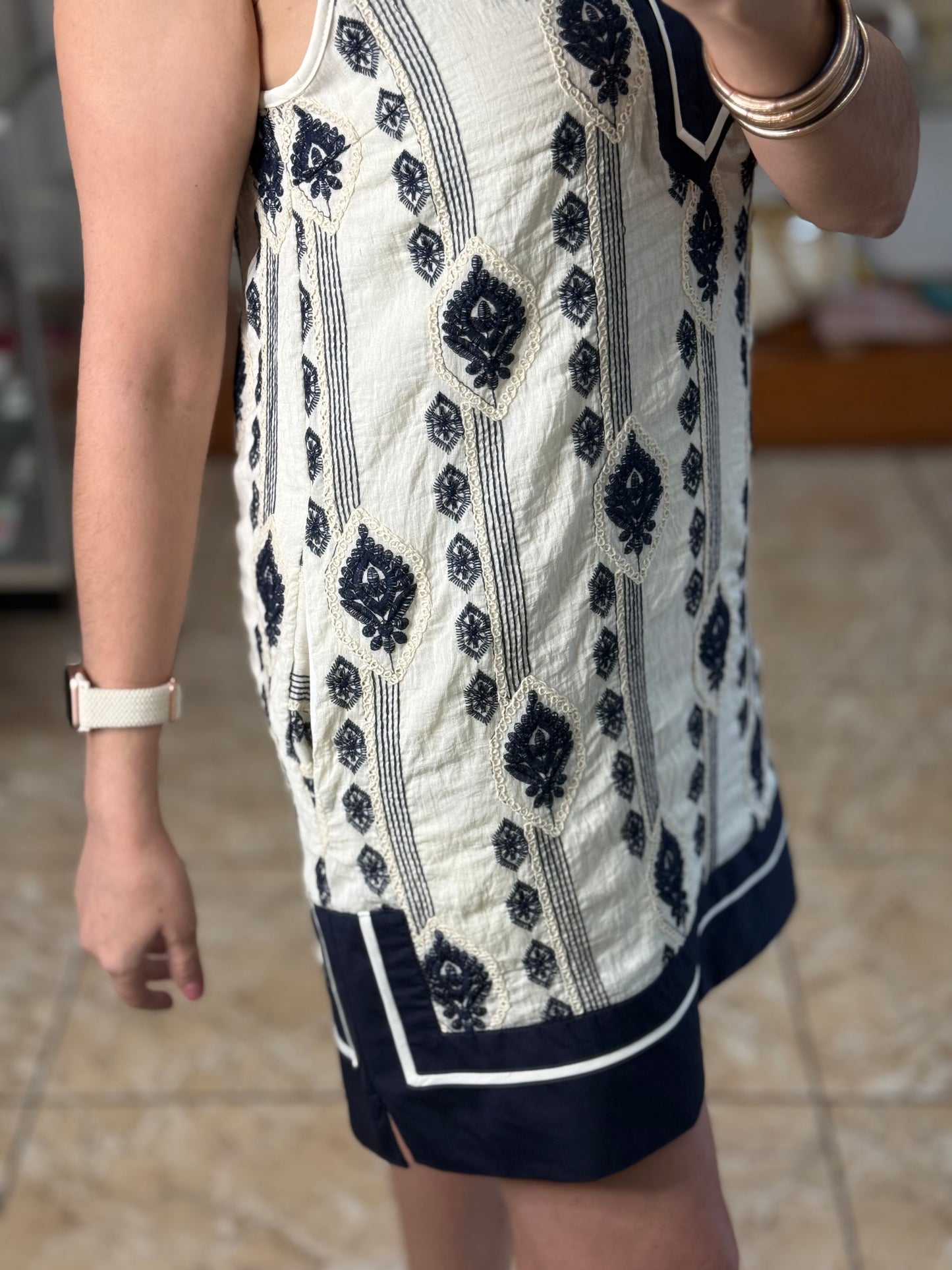 Sleeveless Embroidered Mini Dress