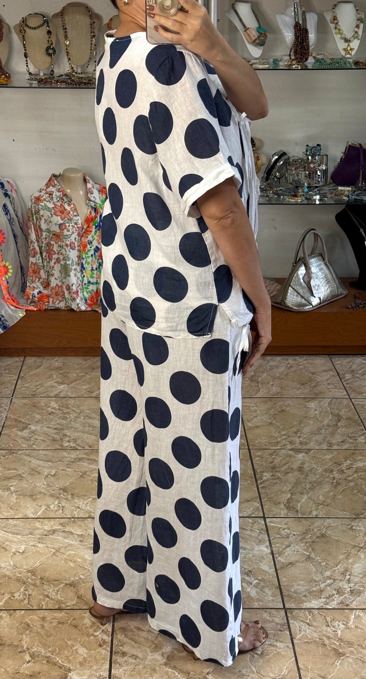Polka Dots and Ribbons OS Linen Set (NO RETURNS OR EXCHANGE)