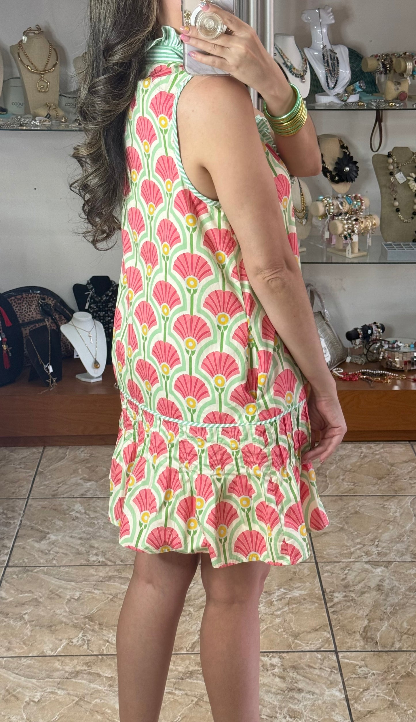 Coral Mix Fan Dress