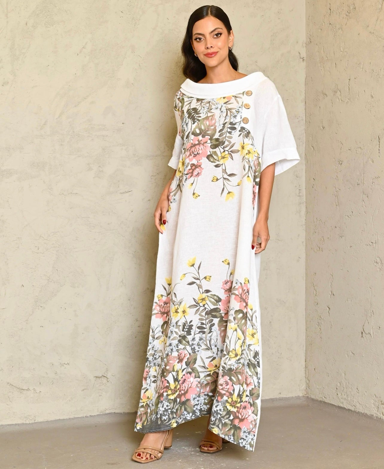 Charlotte OS Linen Floral Maxi Dress