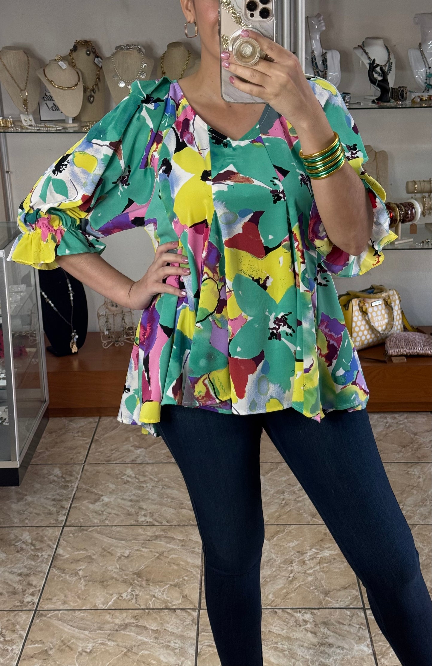 Emerald Mix Floral Top