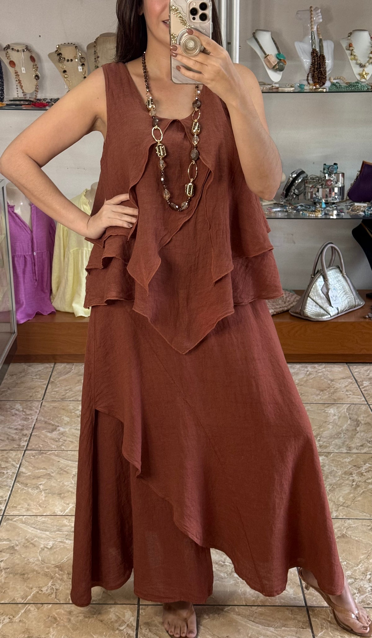 OS Linen Top & Skirt Set (NO RETURNS OR EXCHANGE)