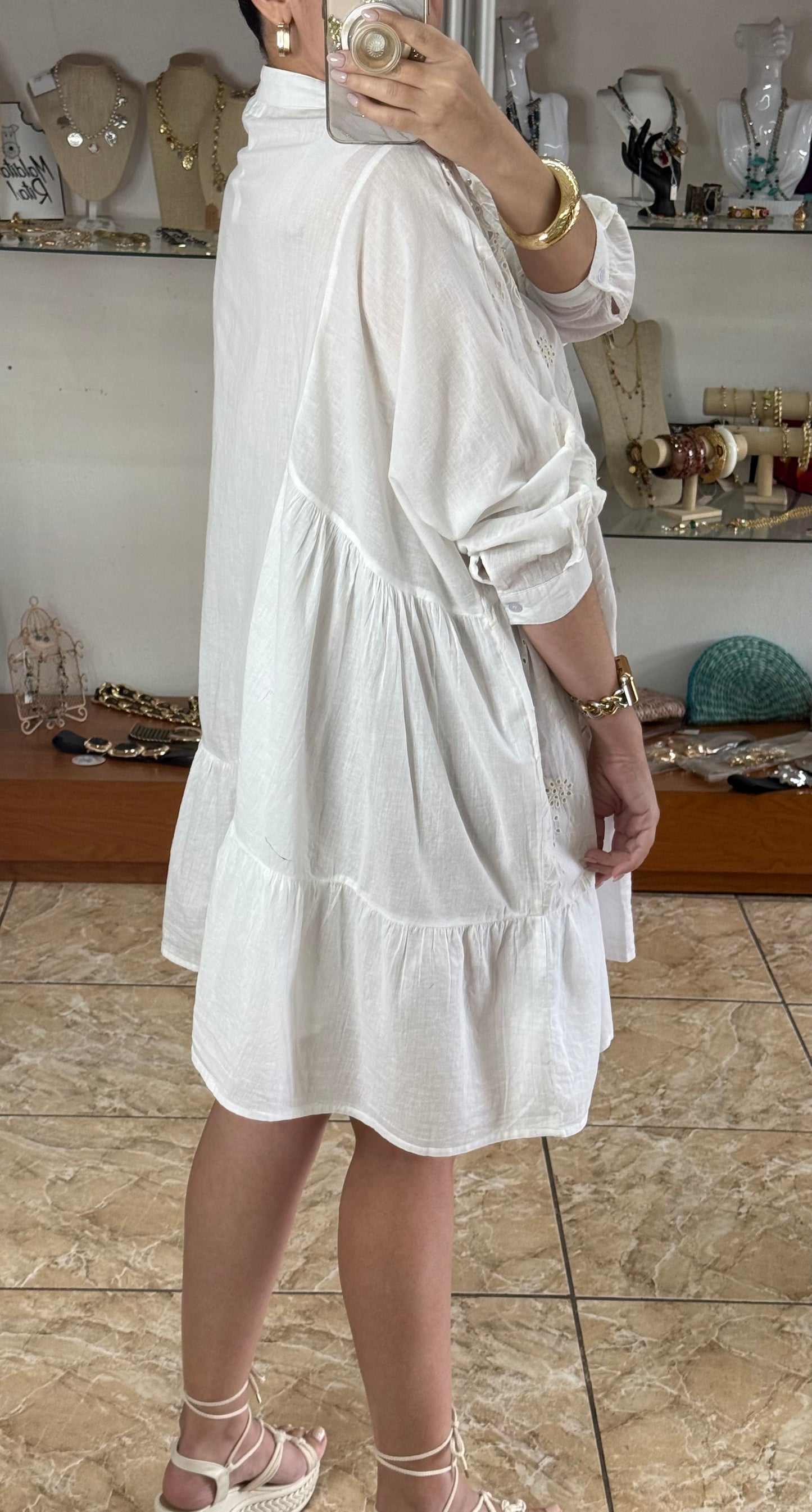 White Embroidered Oversized Dress (NO RETURNS OR EXCHANGE)