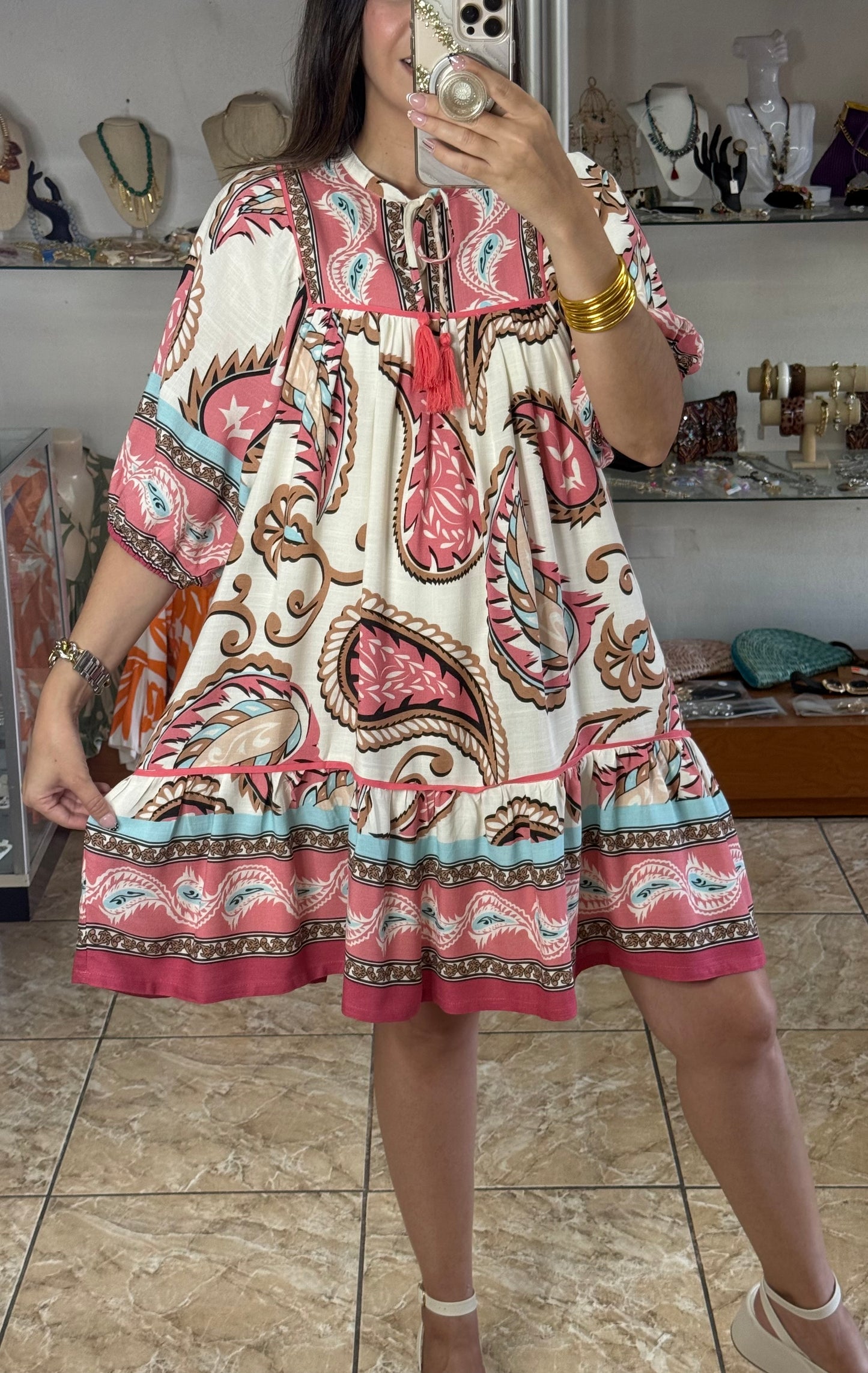 Paisley Pink Mix Doll Dress
