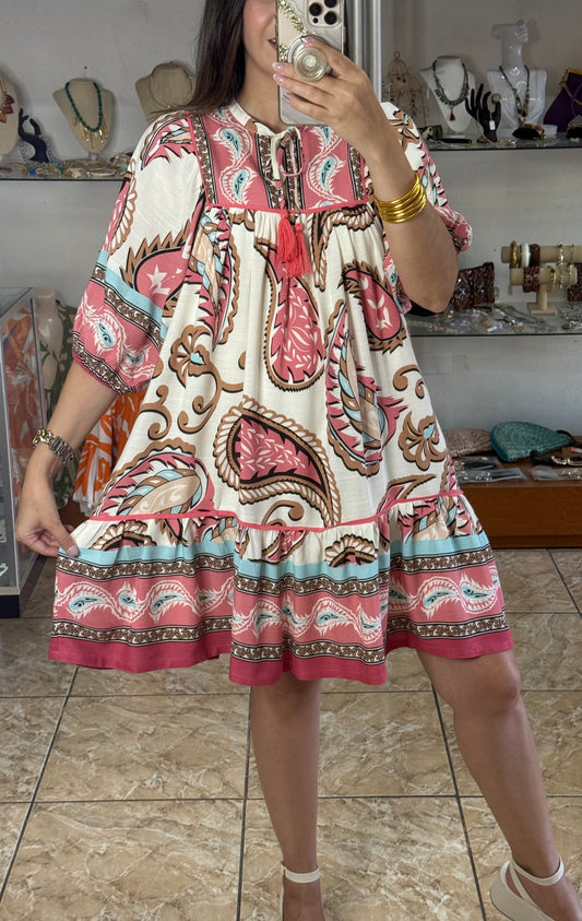 Paisley Pink Mix Doll Dress