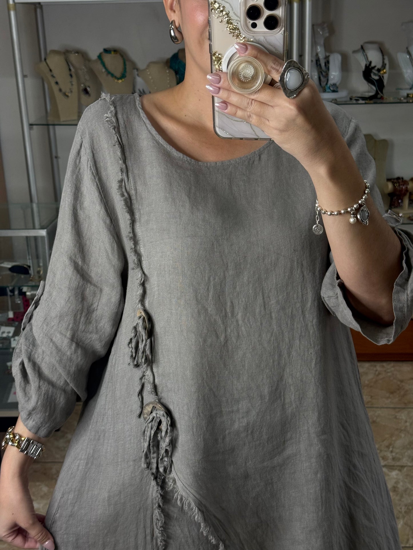 Asymmetrical Linen OS Top and Pant Set (NO RETURNS OR EXCHANGE)