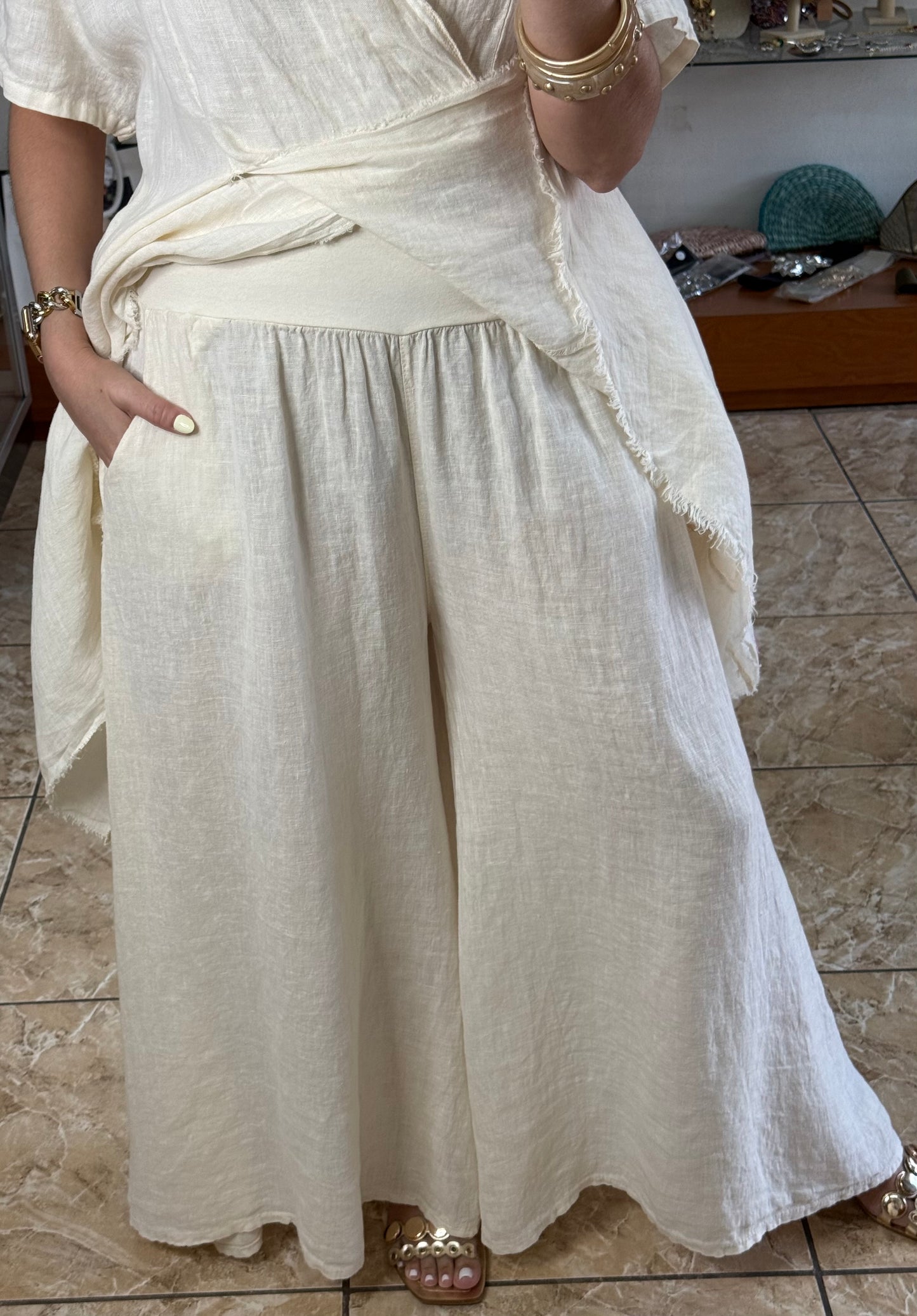 Long Top & Pant OS Linen Set (NO RETURNS OR EXCHANGE)