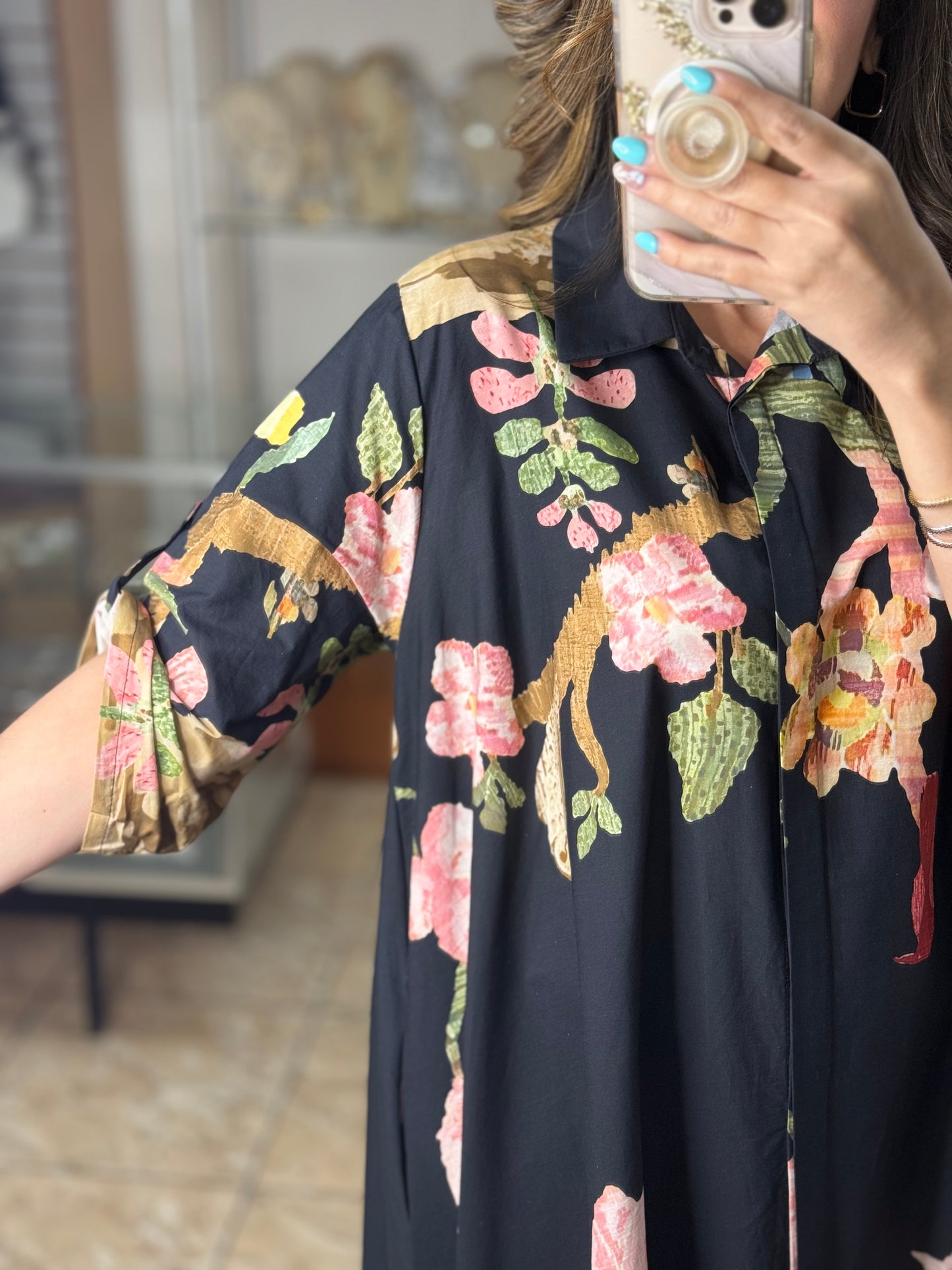 OS Flowers and Birds Maxi Dress (NO RETURNS OR EXCHANGE)