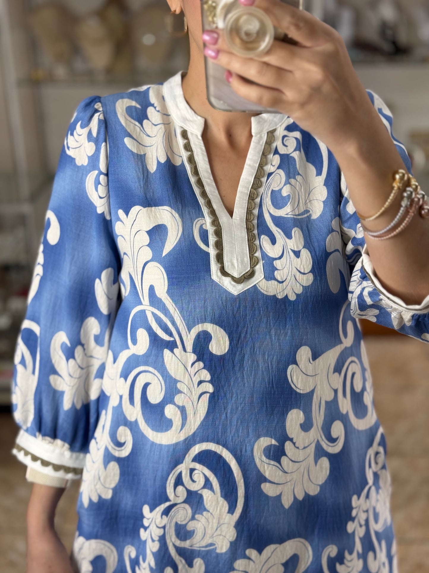 Blue/Ivory Short Dress