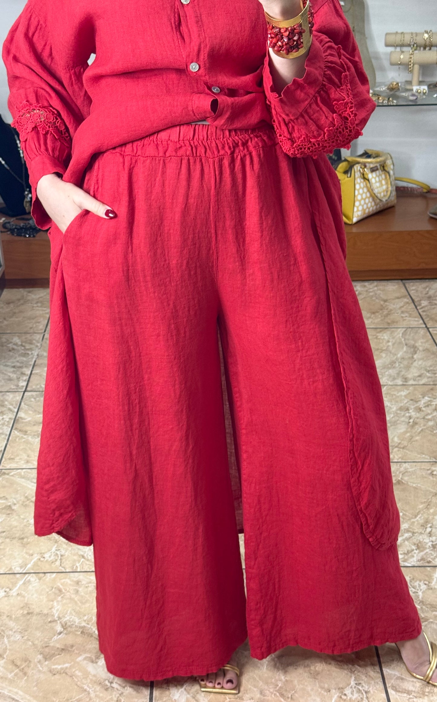 High/Low OS Linen Pant Set (FINAL SALE)