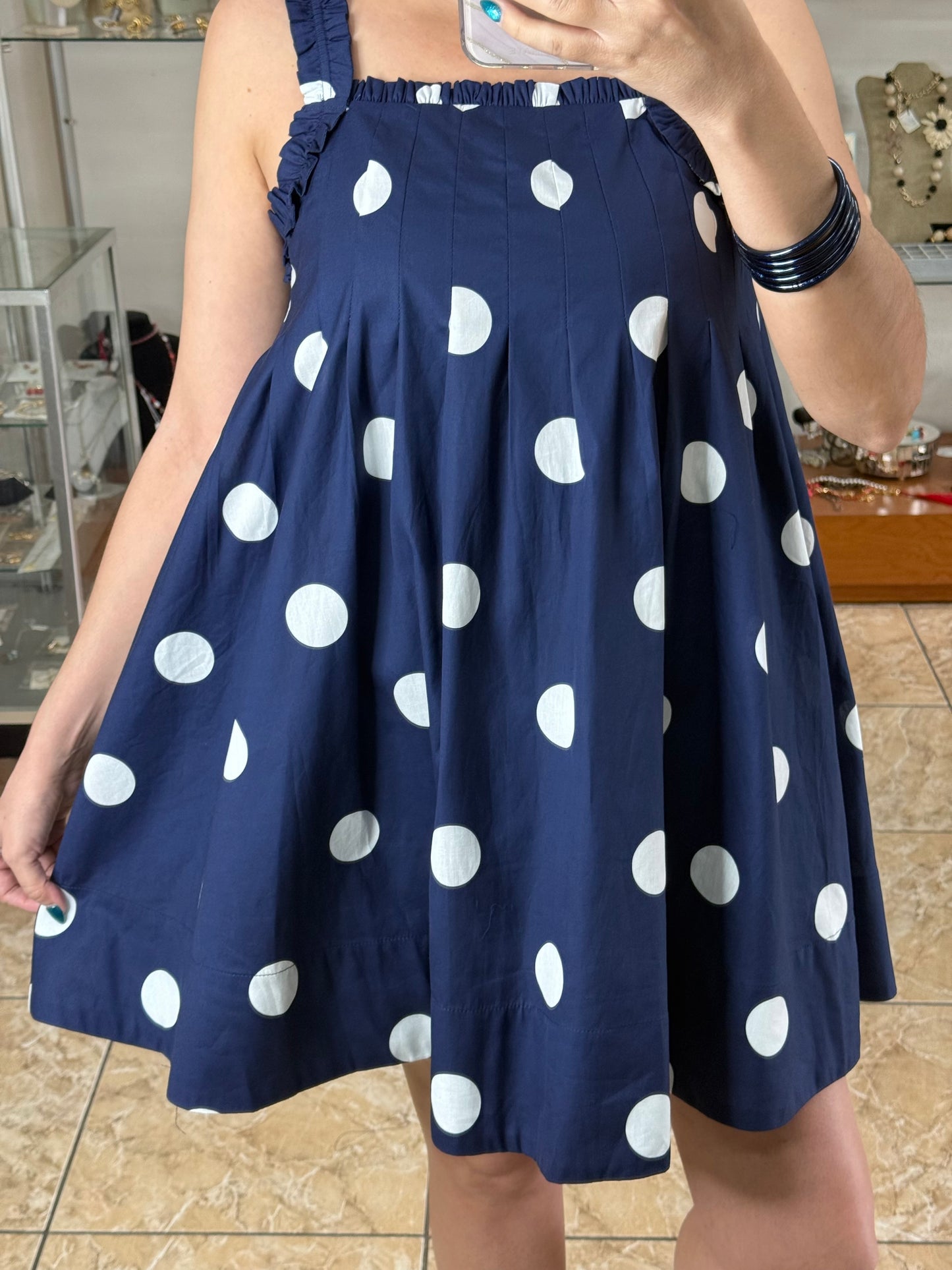 Navy Polkadots Doll Mini Dress