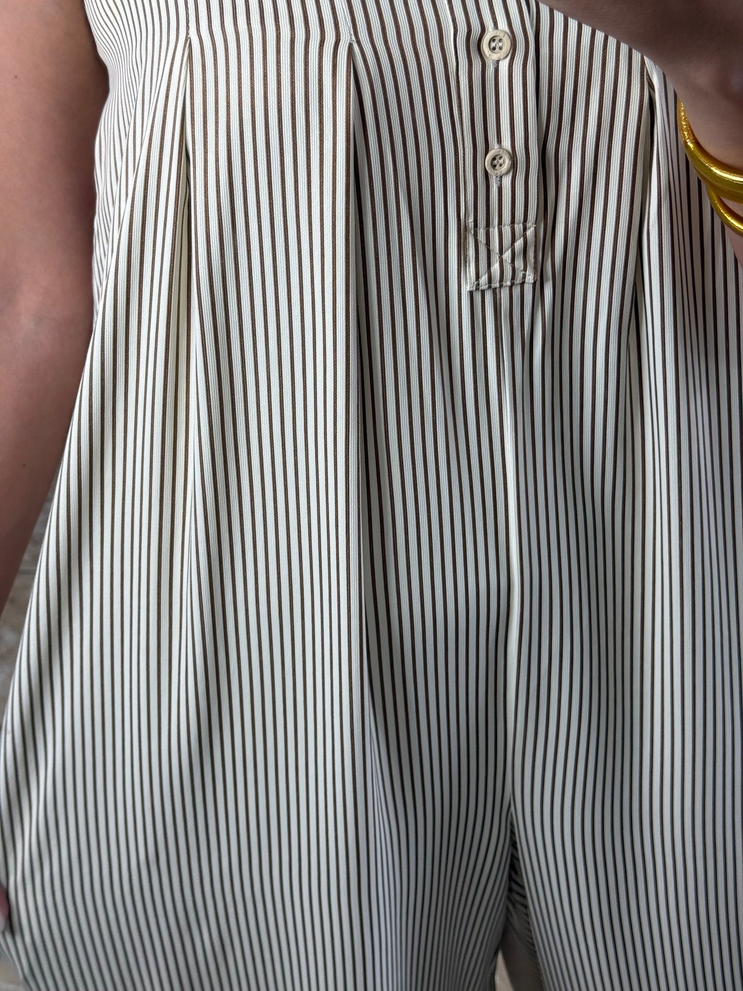 Oatmeal/Brown Stripes Jumpsuit