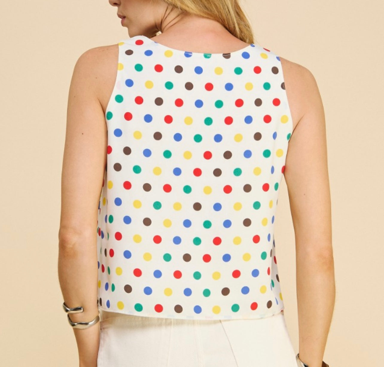 Polka V Neck Top