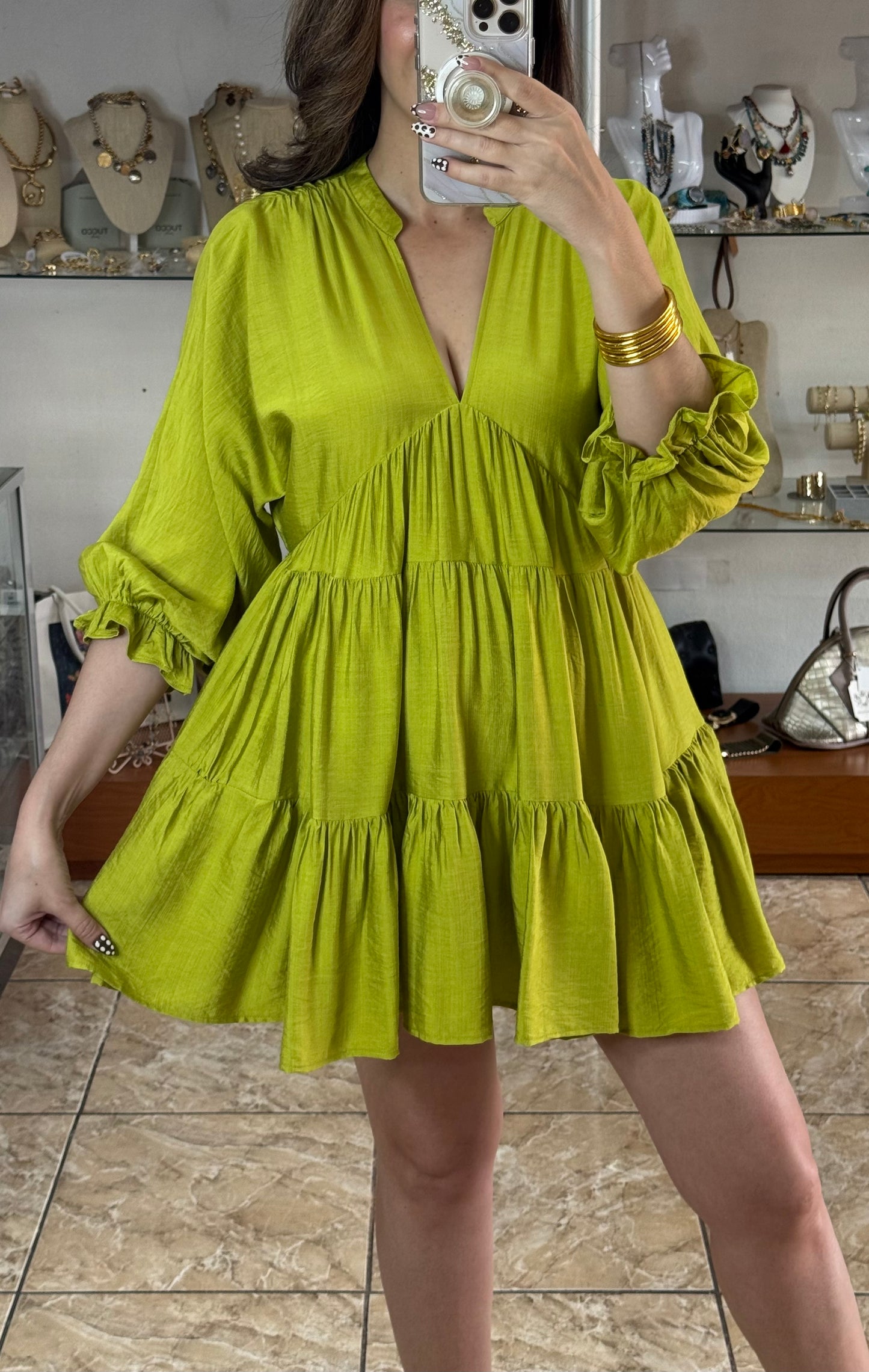 Deep Lime Mini Dress
