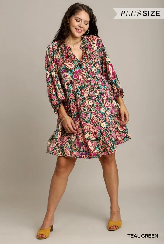 Satin Paisley Dress