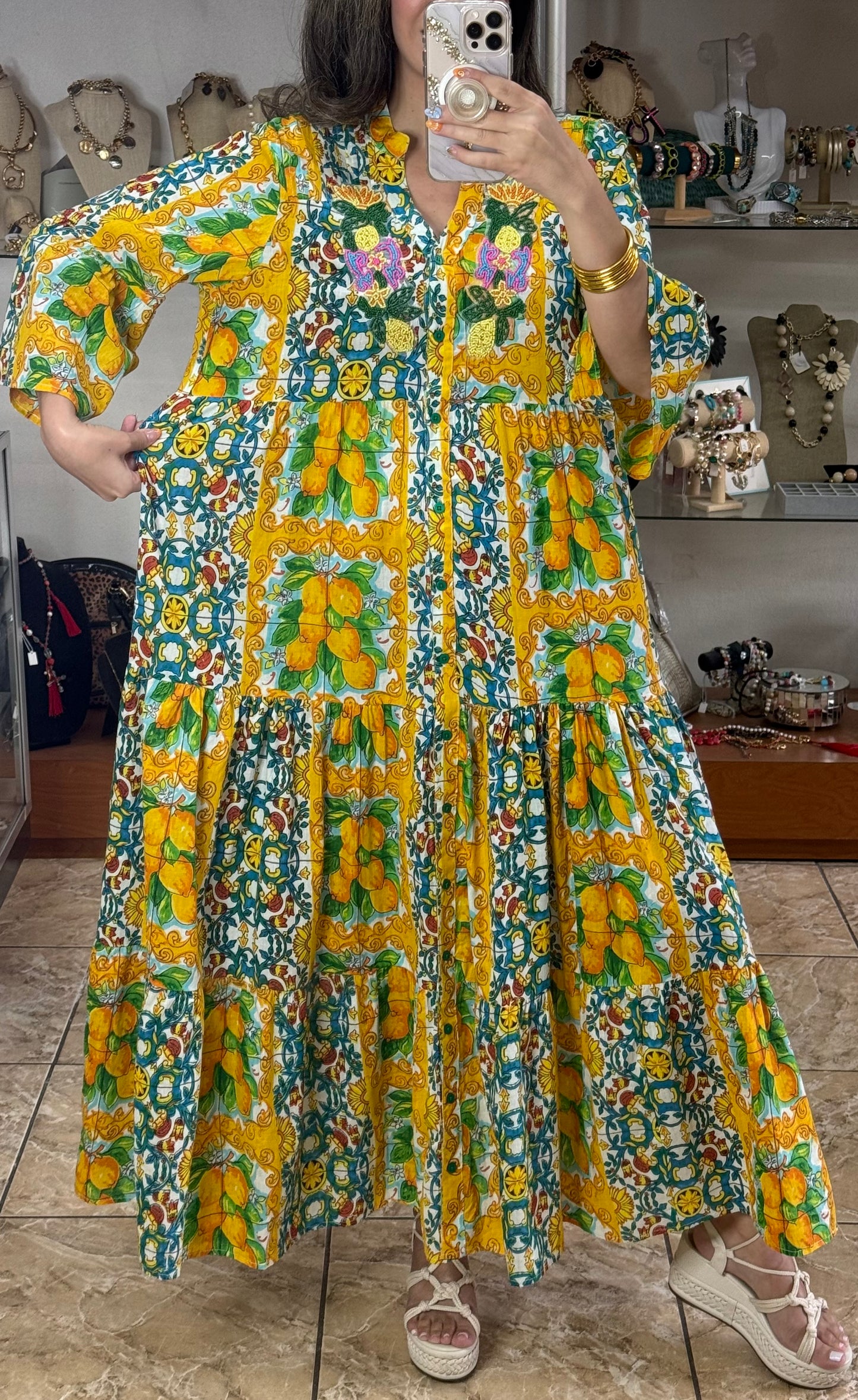 Yellow Lemons OS Maxi Dress (FINAL SALE)
